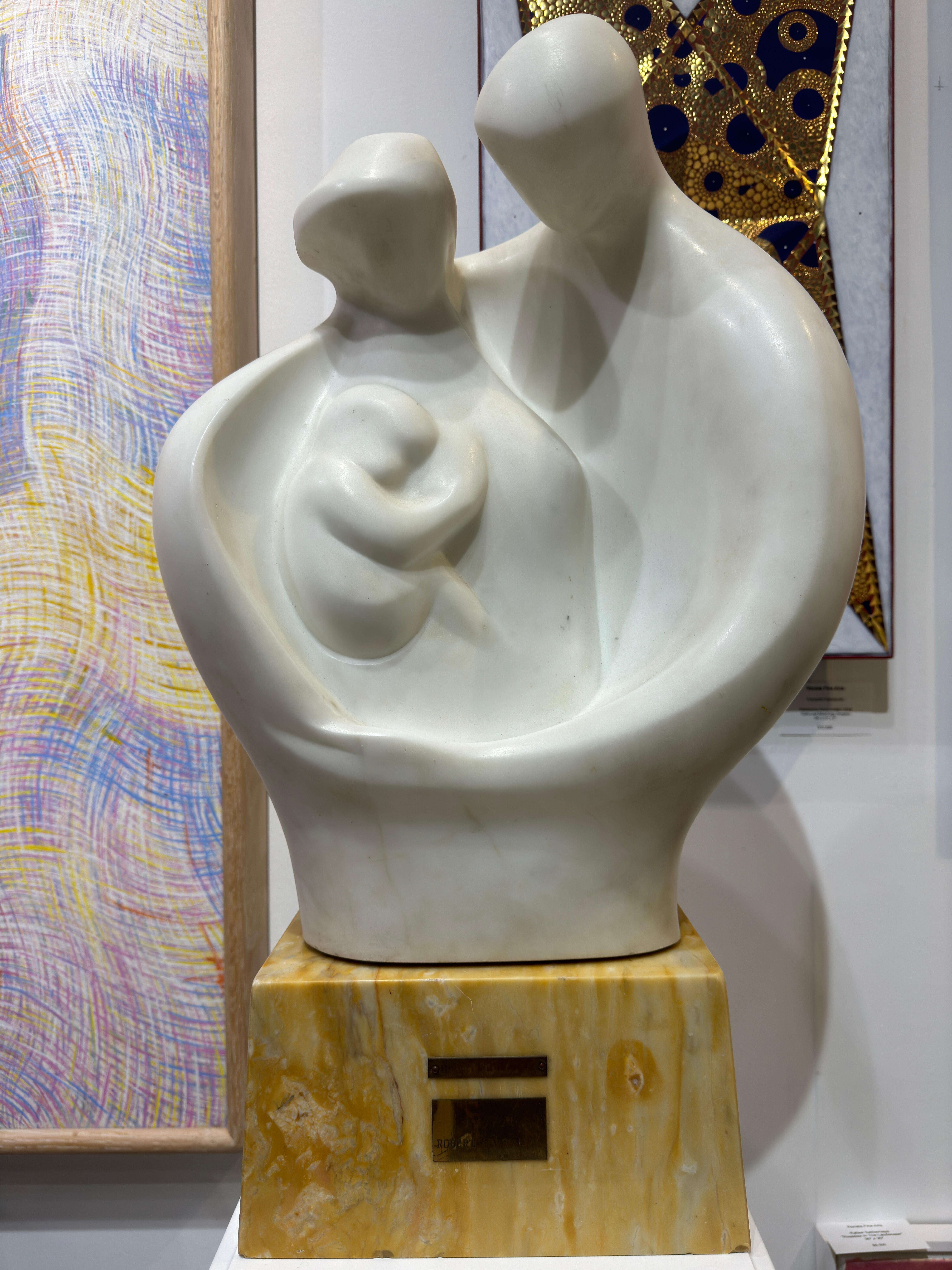 Robert Russin Figurative Sculpture - Metrix Large Marble Sculpture Modern Style Signed, 1972