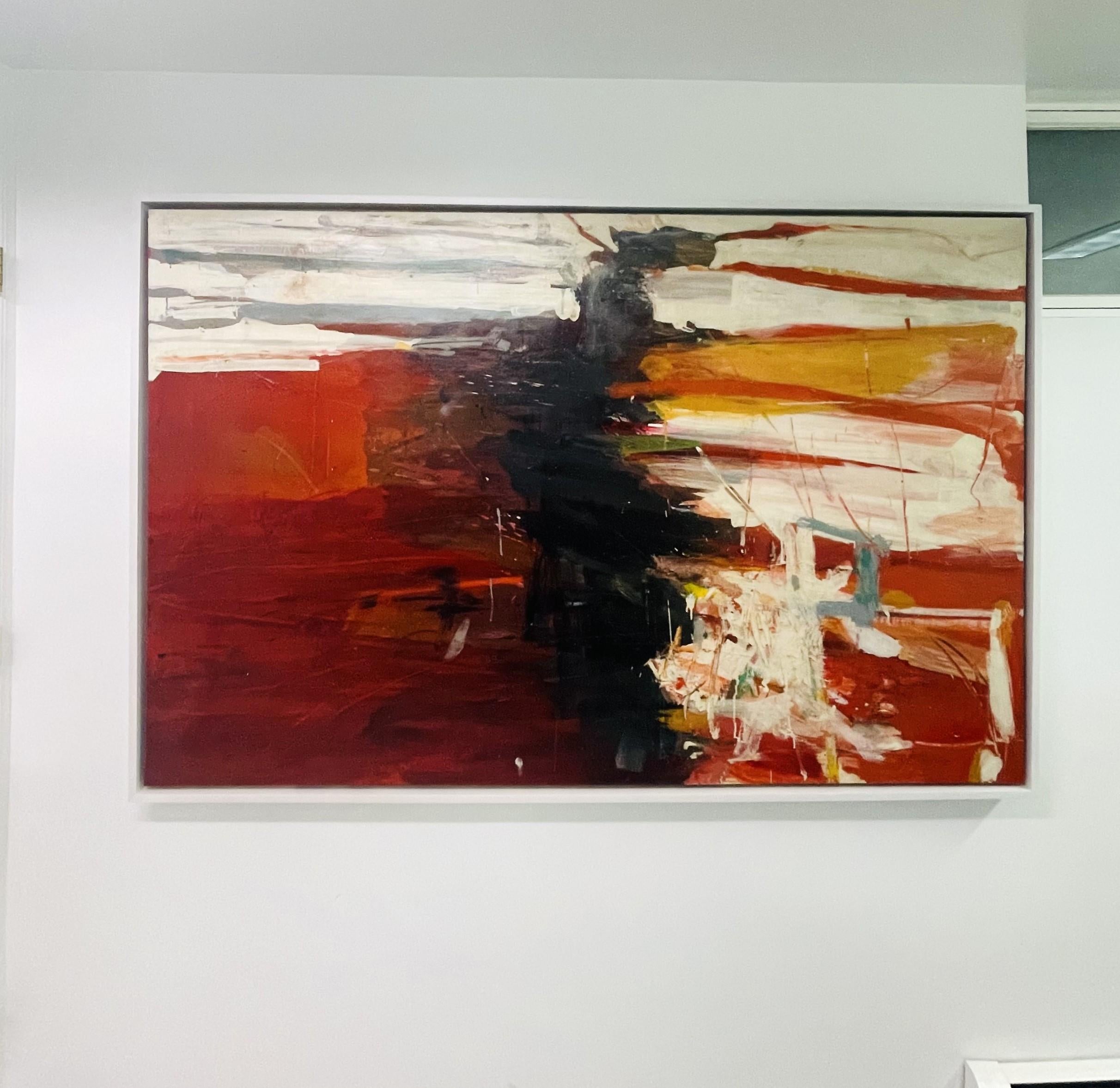 Red Horizon - Brown Abstract Painting by Robert S. Neuman