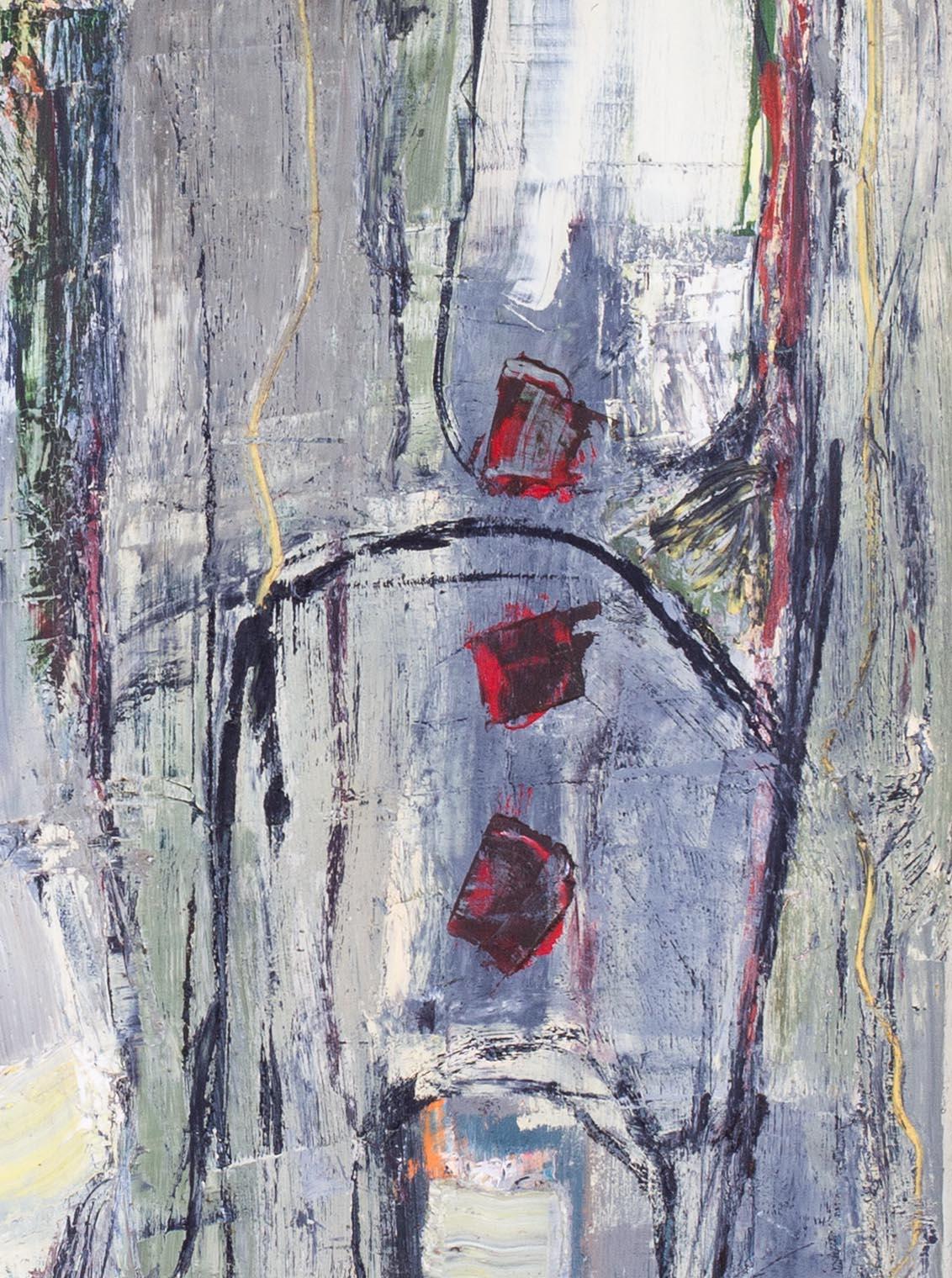 1960 abstract oil painting by British artist Robert Sadler, in greys For Sale 3