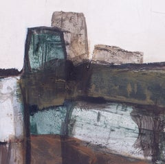 1967 abstract oil painting of a hilltop by British artist Robert Sadler
