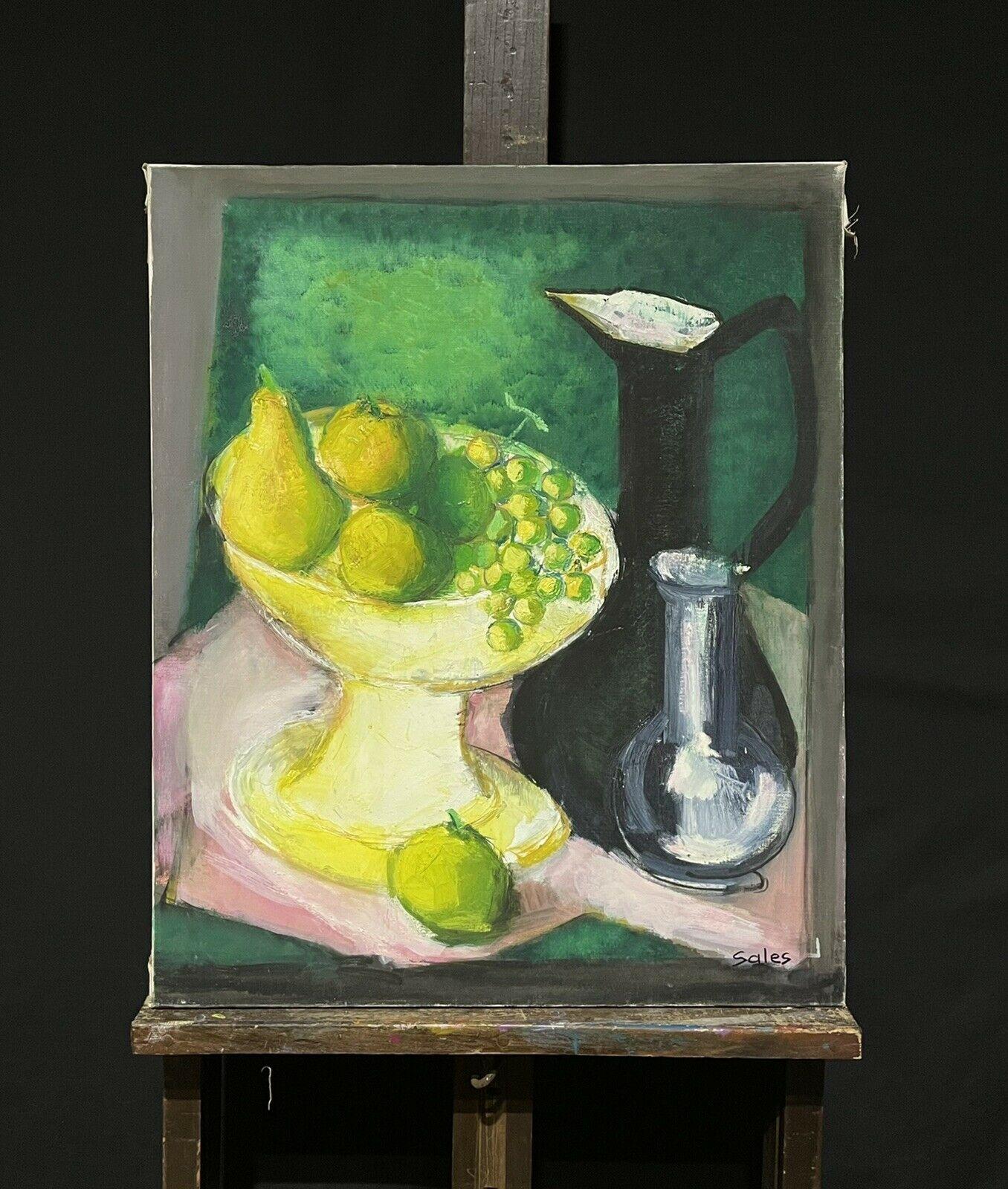 Large 1970's French Modernist Signed Oil Beautiful Still Life Fruit & Colors - Painting by Robert Sales