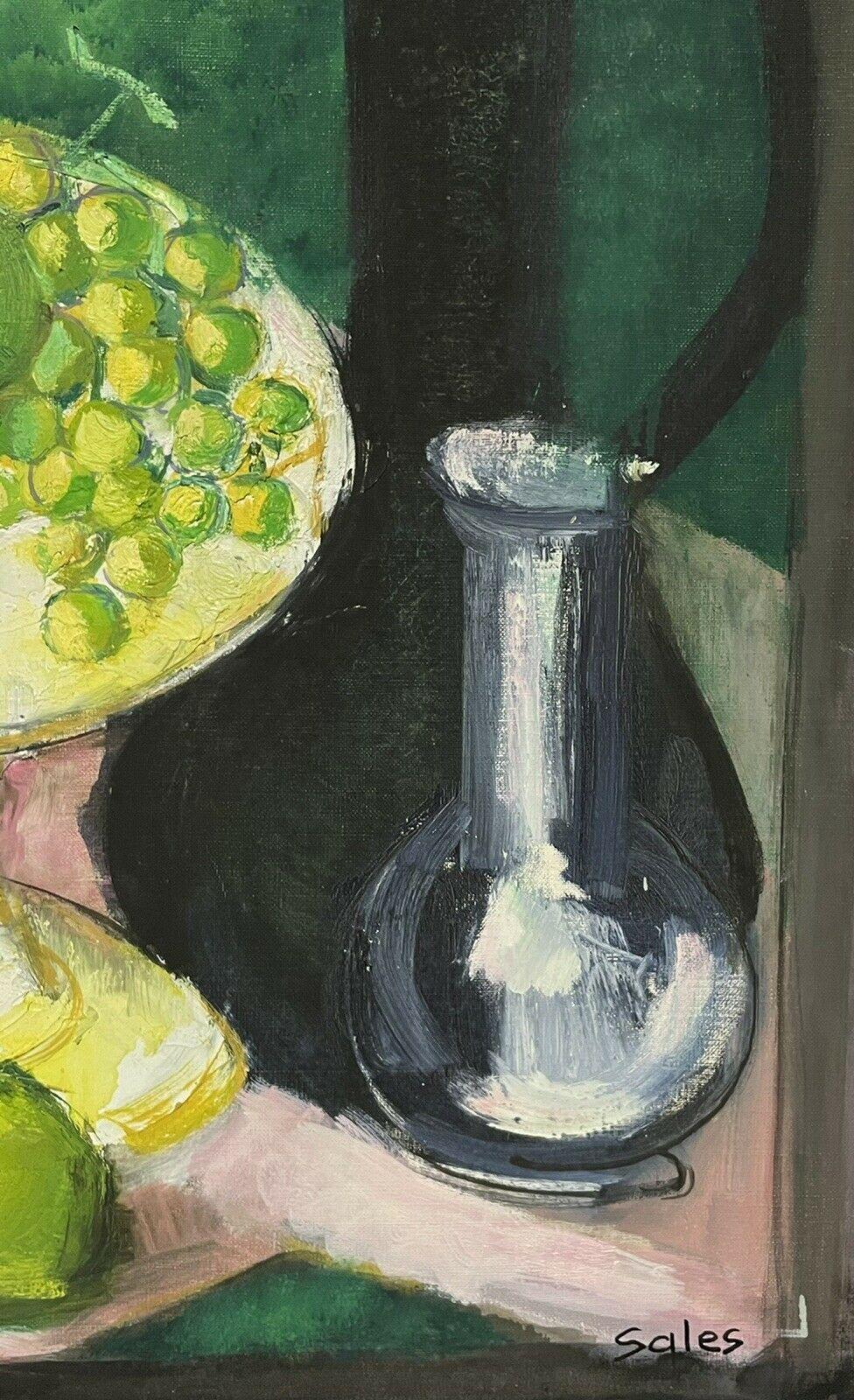 Large 1970's French Modernist Signed Oil Beautiful Still Life Fruit & Colors - Post-Impressionist Painting by Robert Sales
