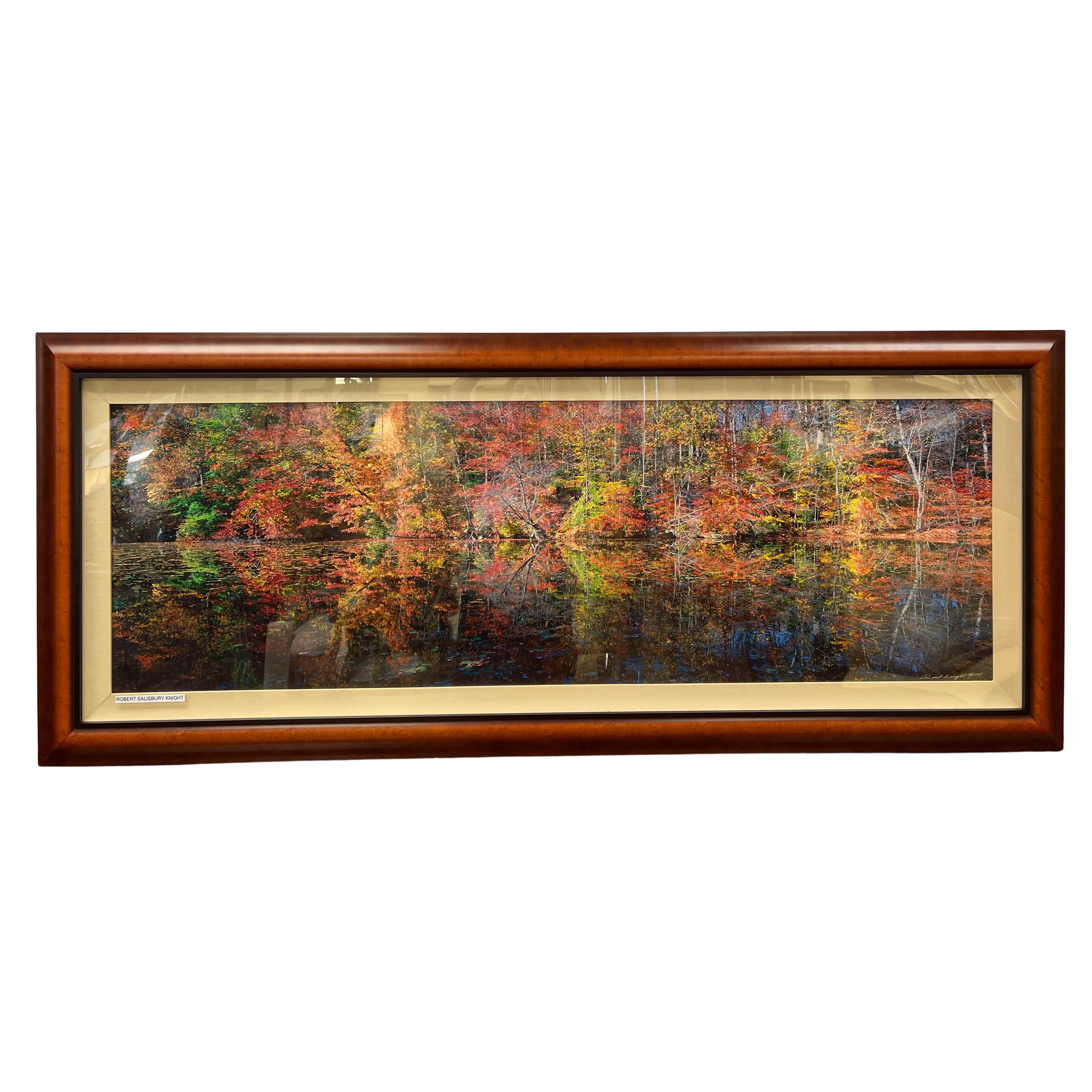 Robert Salisbury Knight Panorama Photograph, "Fall Lake Reflections", Framed