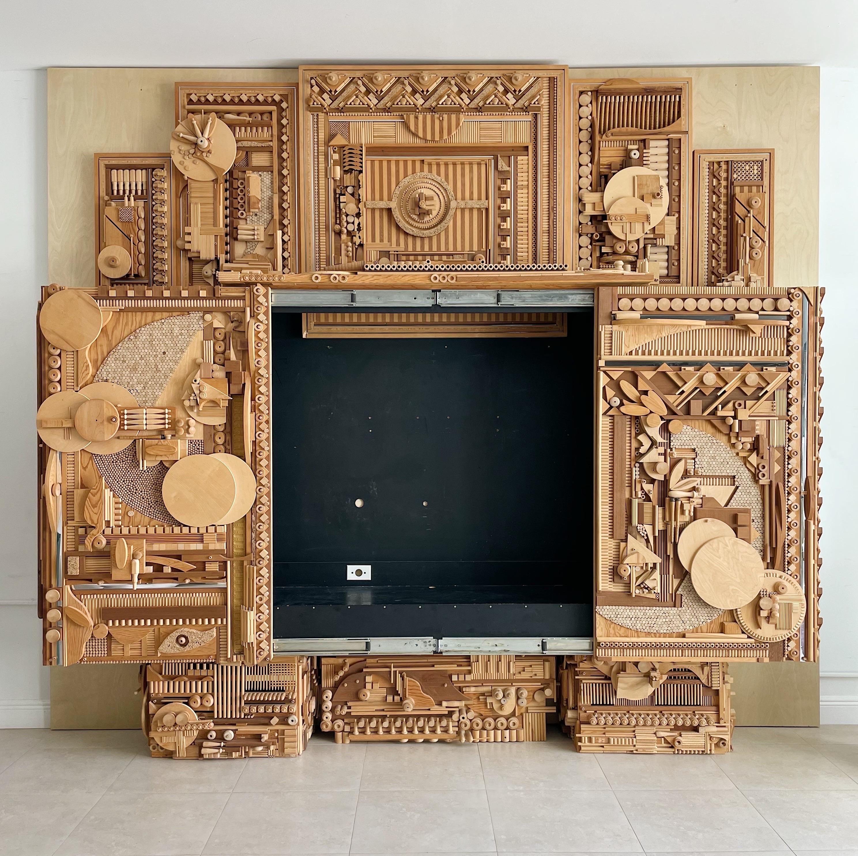 Robert Salleroli American Abstract Wood Assemblage Monumental Cabinet  4