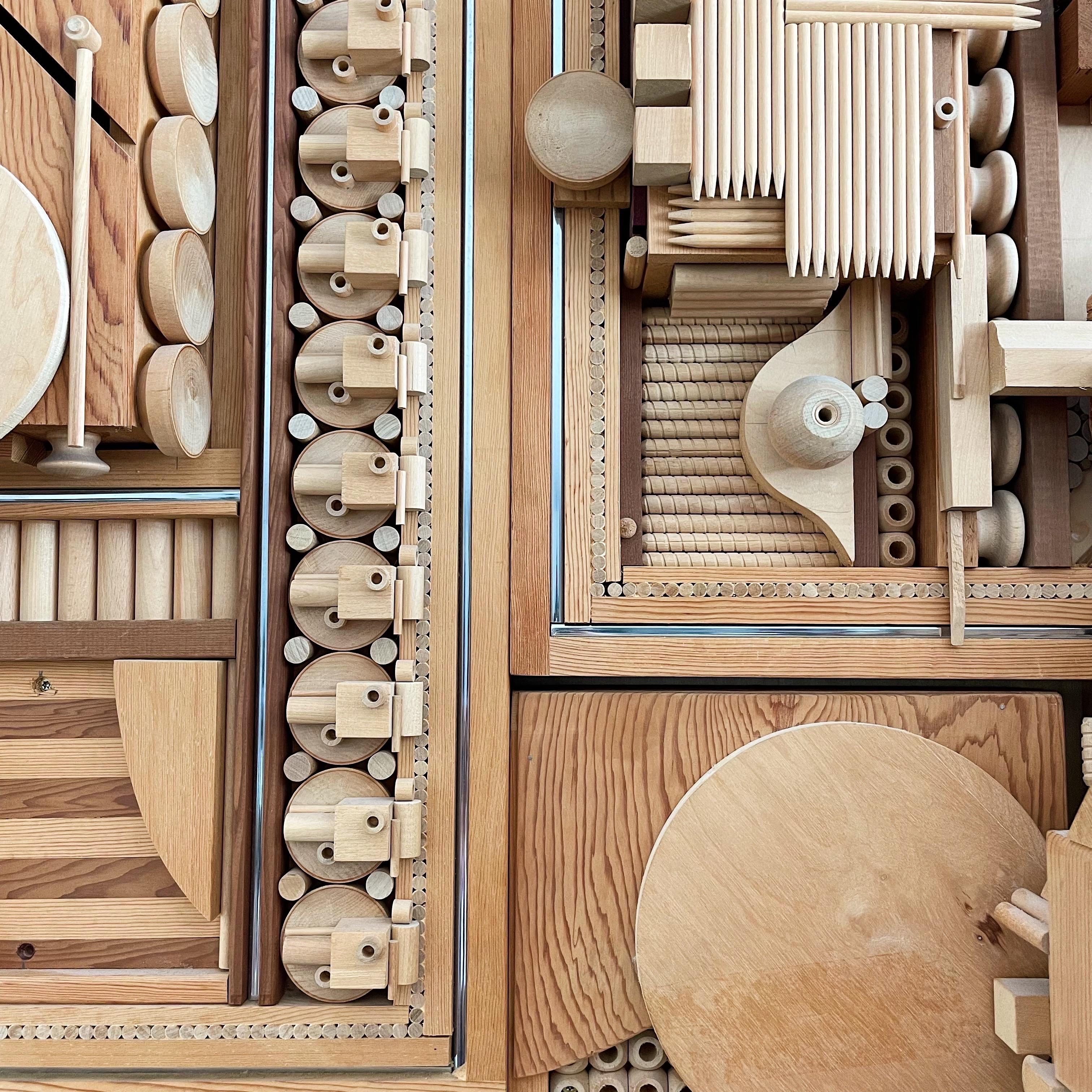 20th Century Robert Salleroli American Abstract Wood Assemblage Monumental Cabinet 