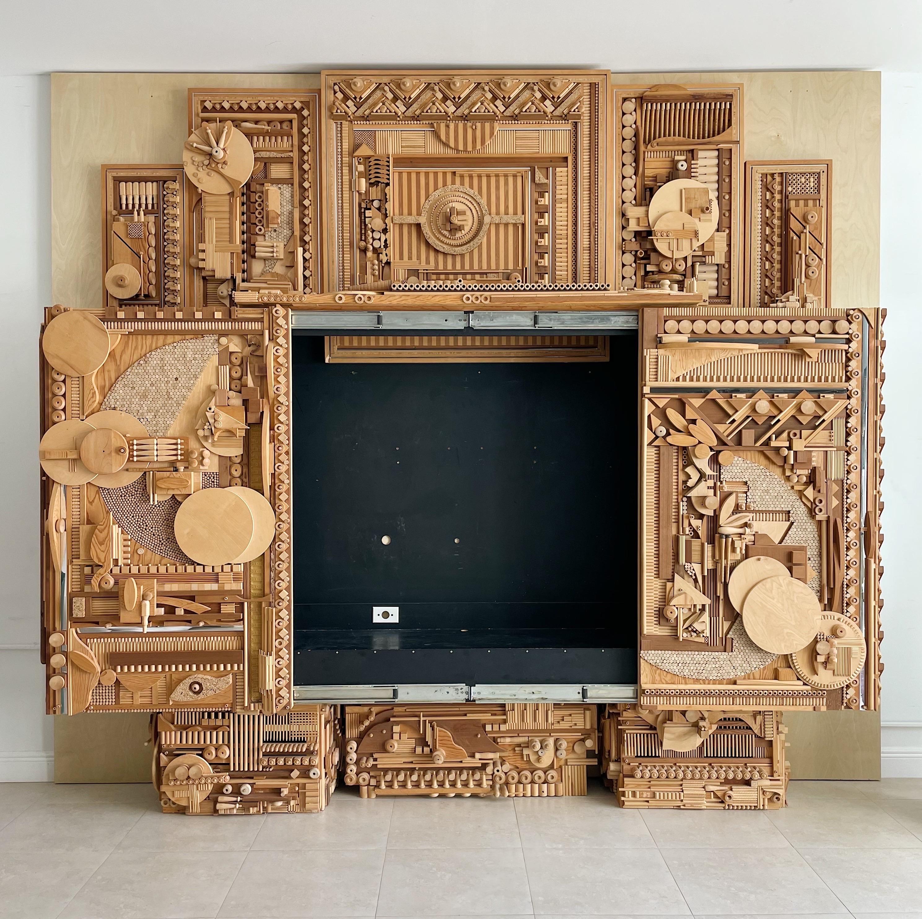 Robert Salleroli Amerikanischer Monumentaler Schrank aus abstraktem Holz im Angebot 2