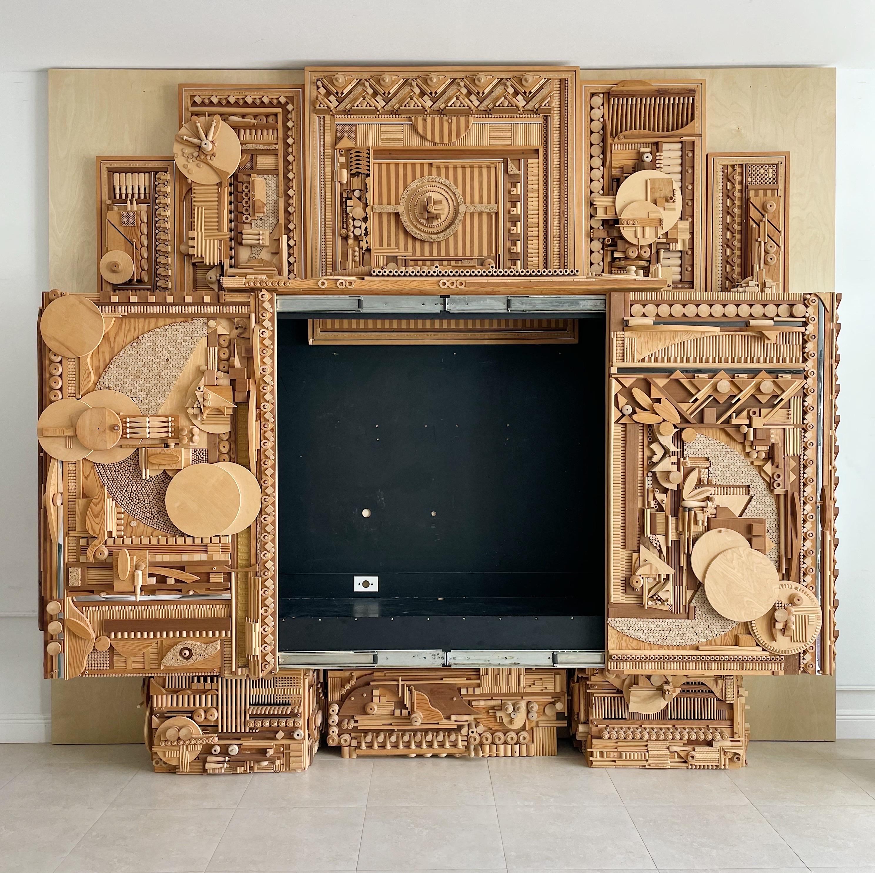 Armoire monumentale américaine en bois abstrait assemblage Robert Salleroli  en vente 1