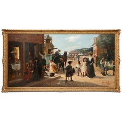 A large French seaside oil painting by Robert Salles, Paris