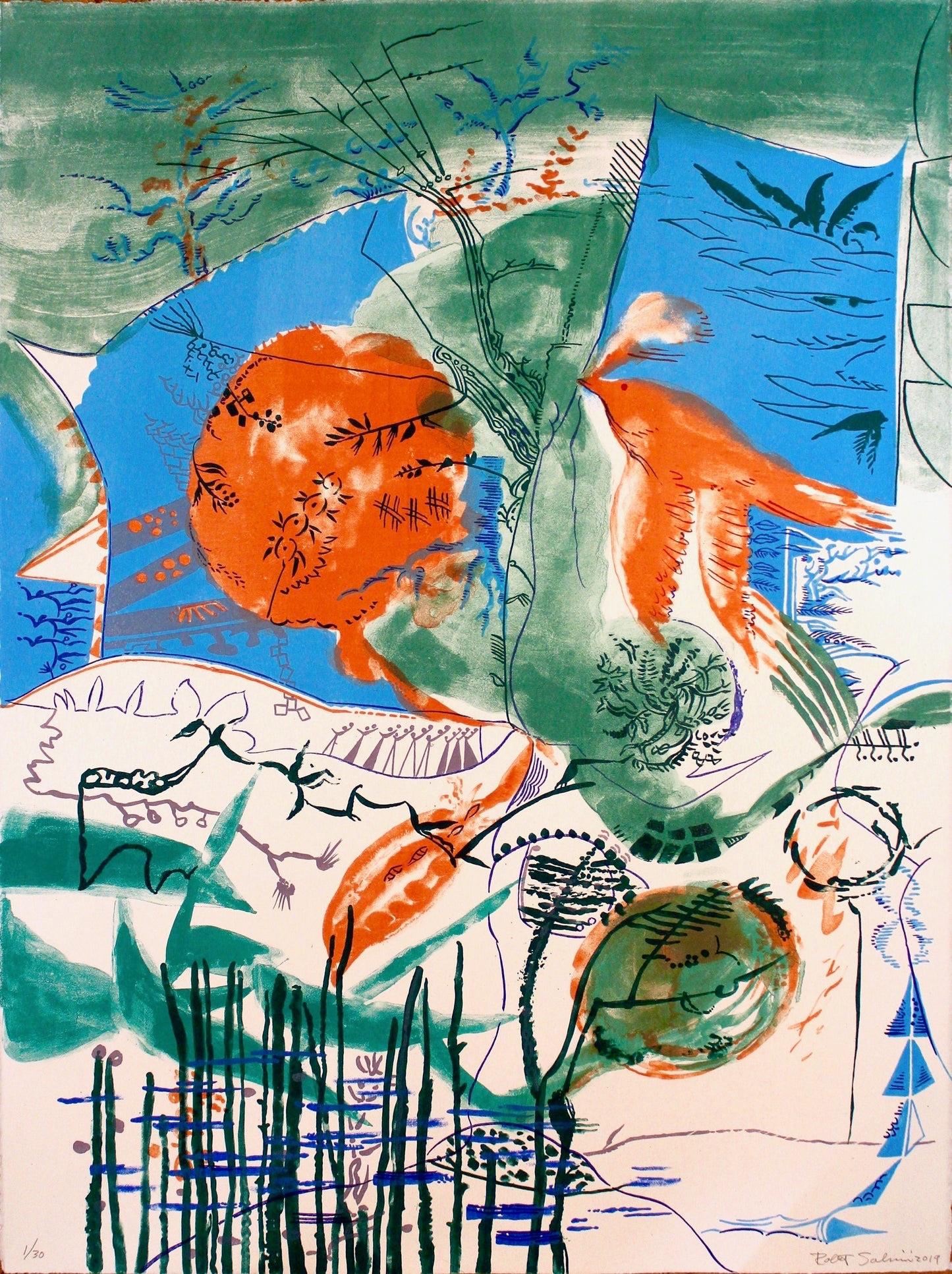 Künstler: Robert Salmieri

Medium: Lithographie, Ed of 30, Signiert, 2019

Abmessungen: 30 x 22,50 Zoll, 76,2 x 57,2 cm