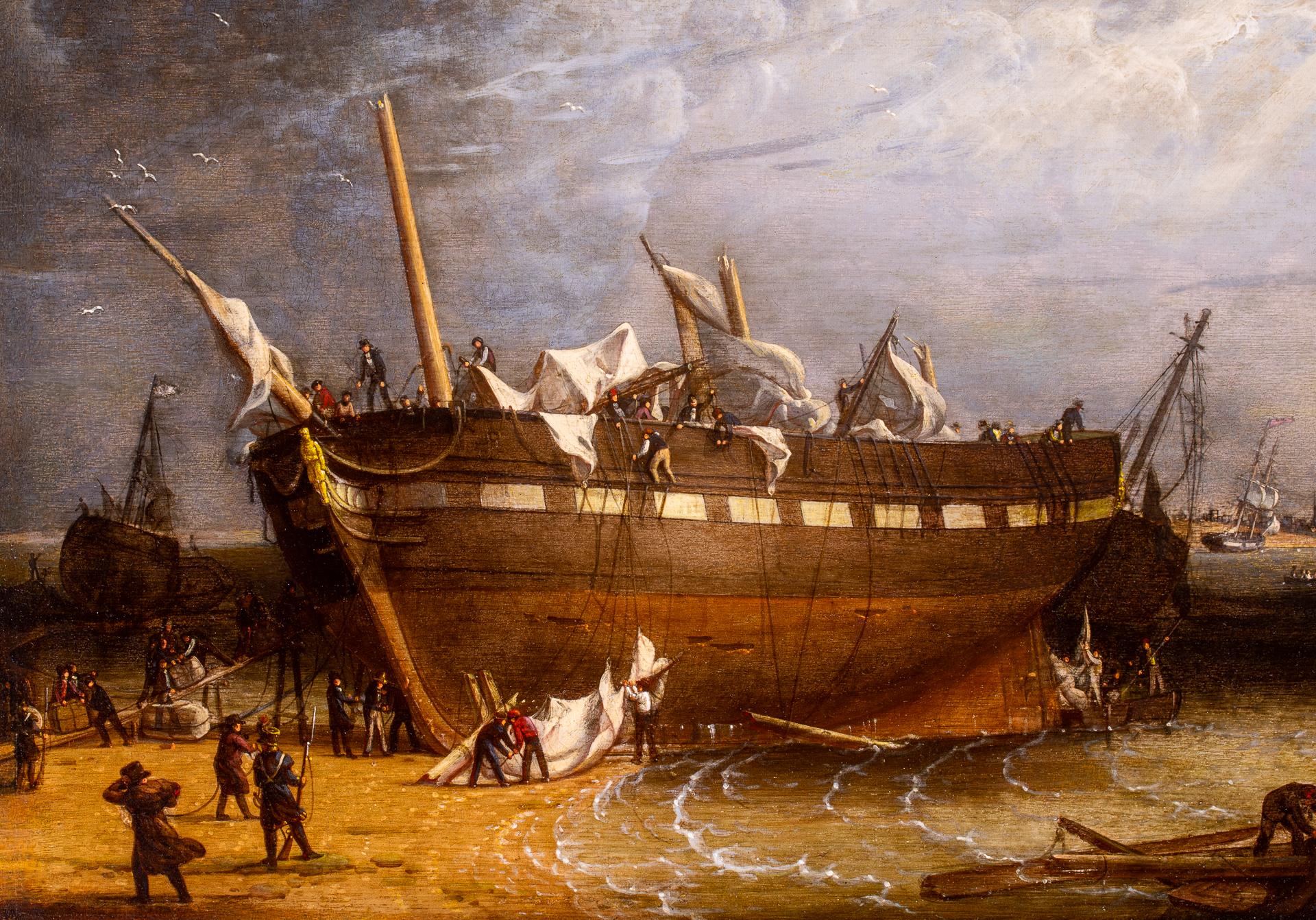 Aftermath of a Tyne River Storm - Painting by Robert Salmon