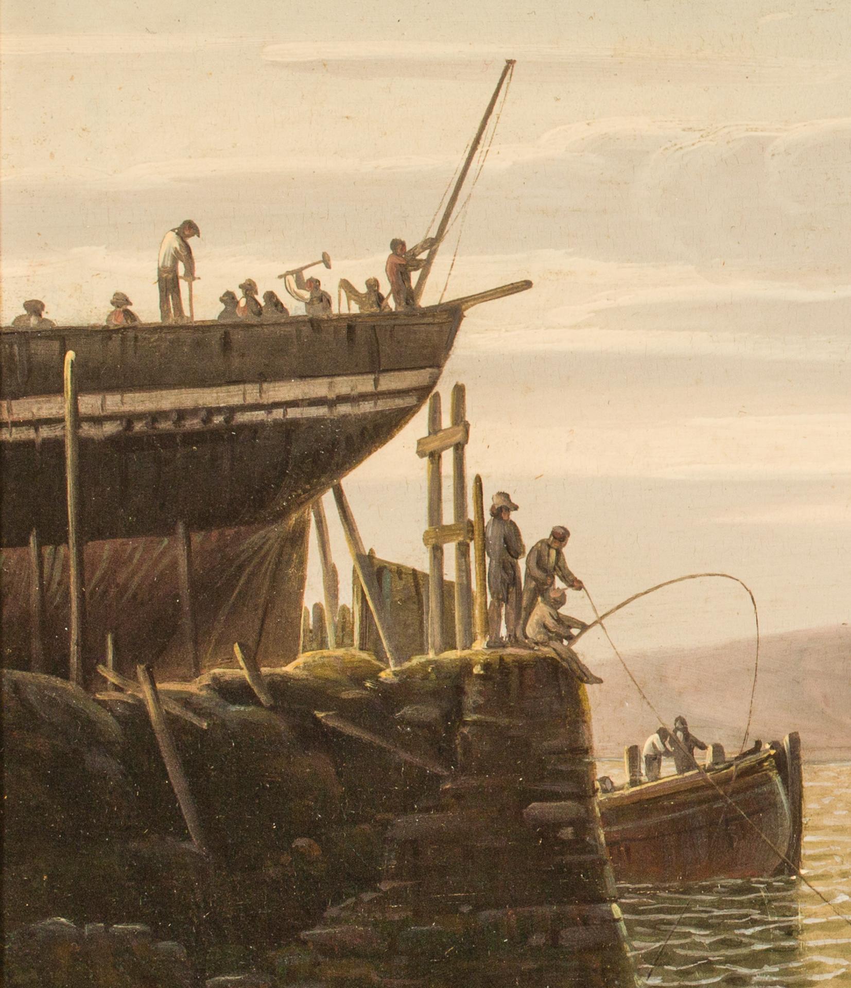 Sul Clyde - Landscape Painting Marrone di Robert Salmon