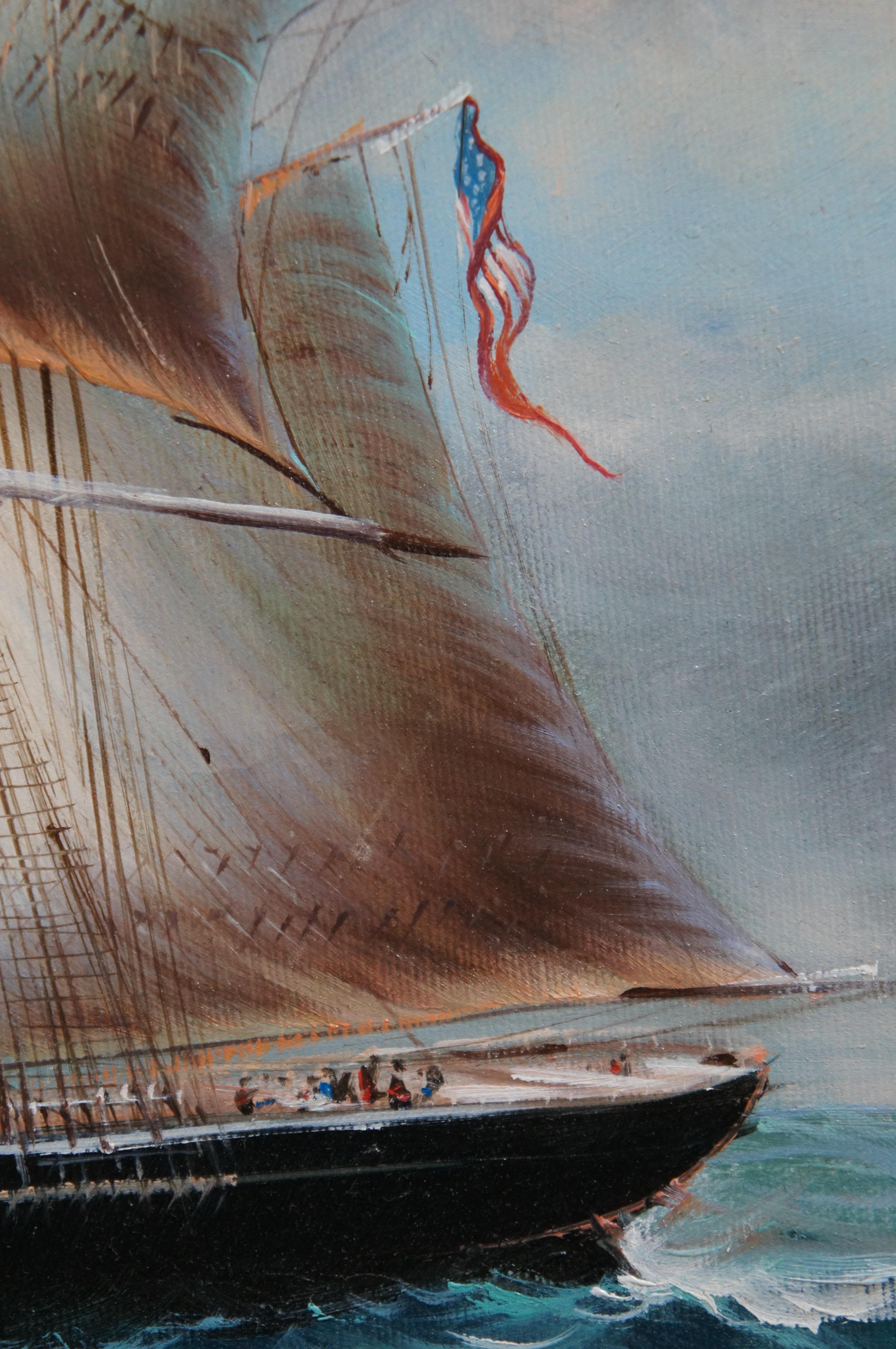 Robert Sanders, peinture à l'huile américaine Clipper Ship Nautical Maritime Seascape 46