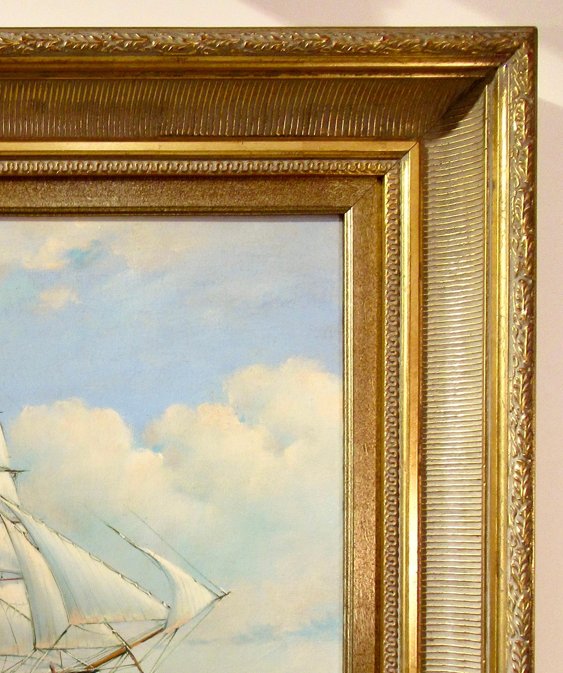 American Clipper at Sea - American Realist Painting by Robert Sanders