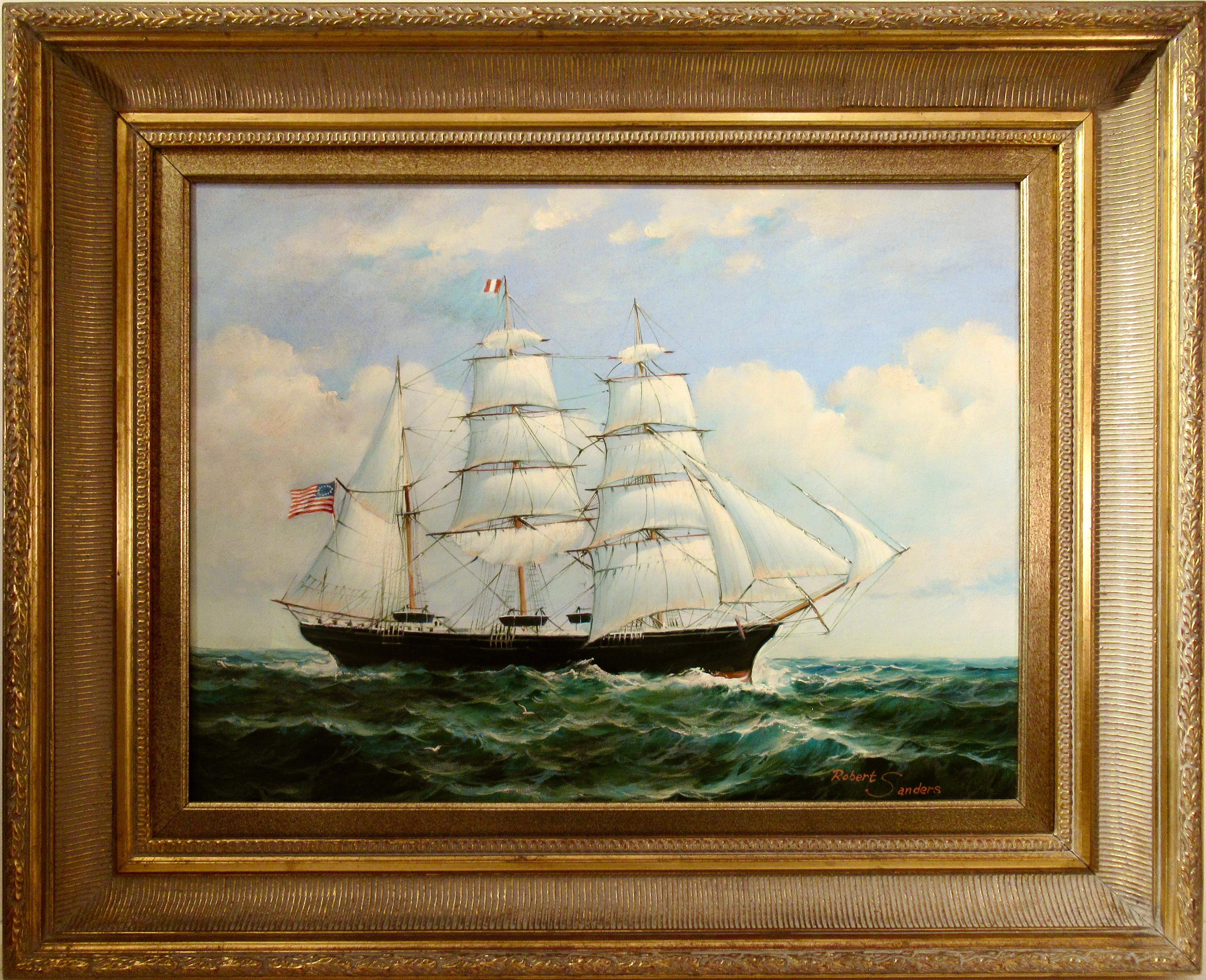 Robert Sanders Figurative Painting - American Clipper at Sea