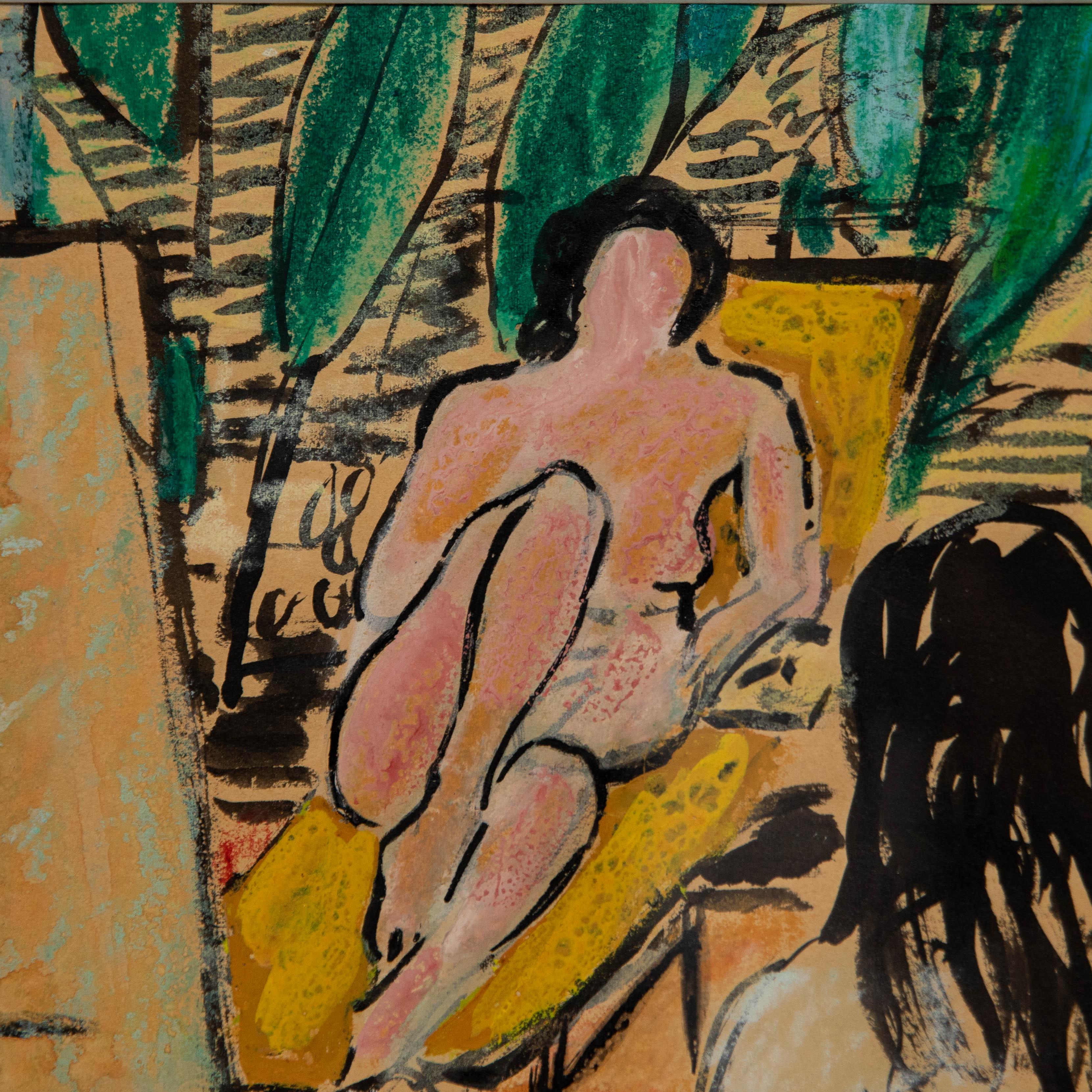 Robert Savary (1929-2000) - Media mista del 20th Century, nudo in studio, con cornice in vendita 3