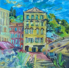 Cours Saleya Nice Market Old Town, Signed Original Oil Painting