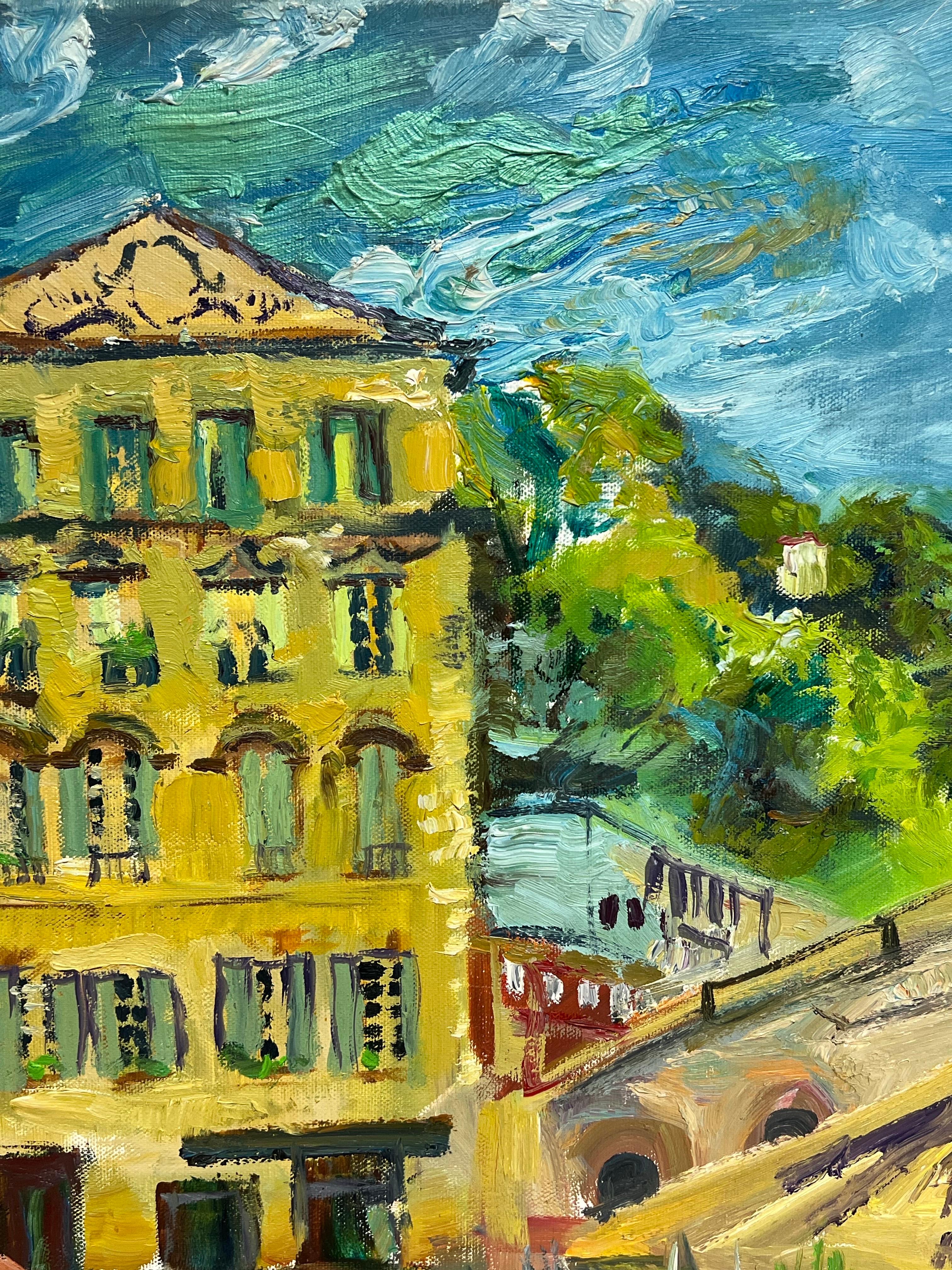 Cours Saleya Nizza Markt Altstadt signiert Original vibrierende Ölgemälde – Painting von Robert Savary