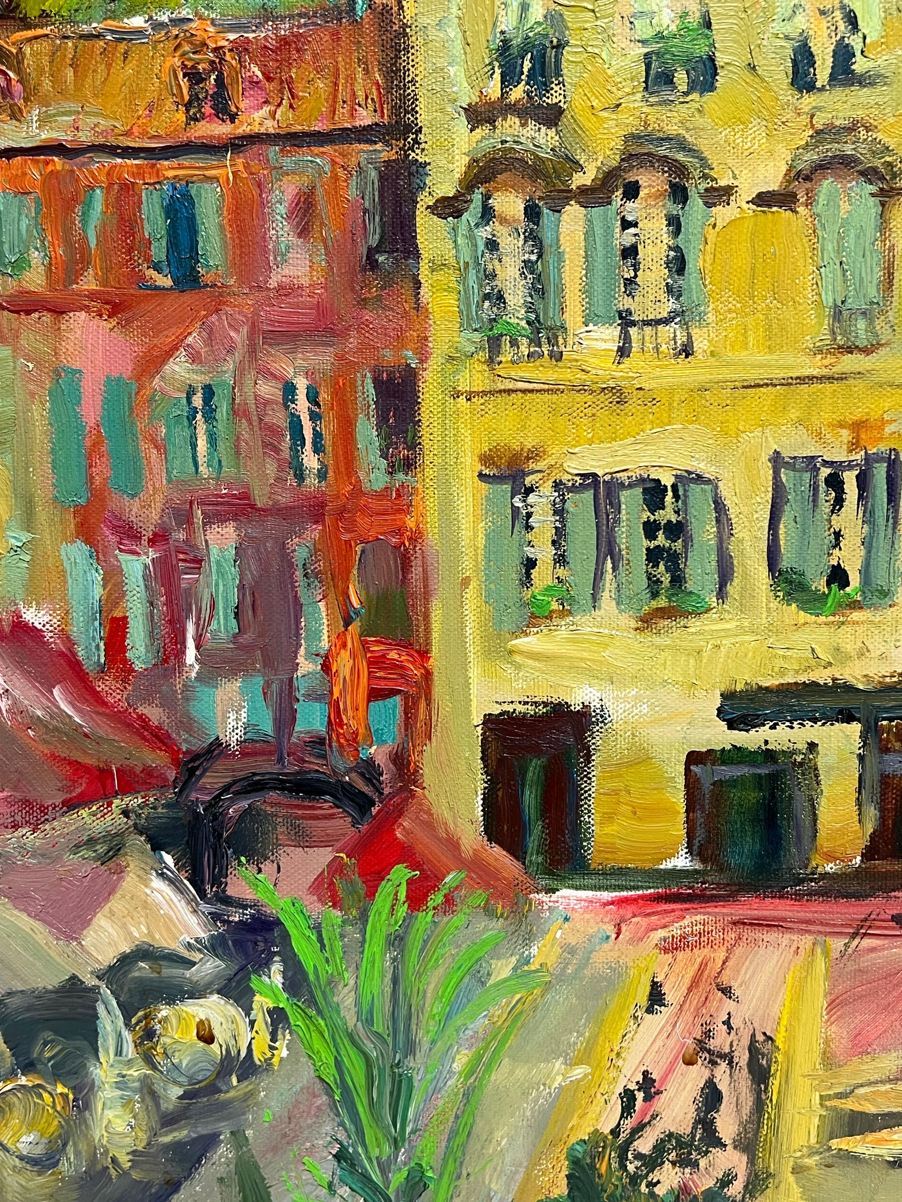 Cours Saleya Nizza Markt Altstadt signiert Original vibrierende Ölgemälde im Angebot 1