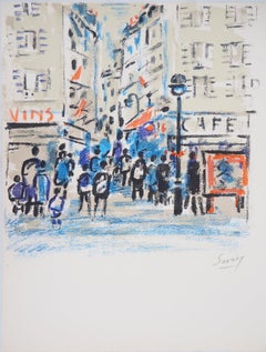 Paris : Animated Street - Original Lithograph, Handsigned