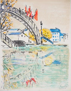 Paris: Brücke über den Kanal Saint Martin – Originallithographie, handsigniert