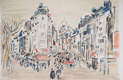 Paris : On the Way to Montmartre - Lithographie originale, signée à la main