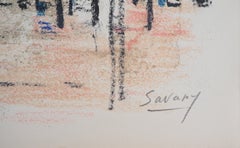 Paris : Square with Morris Column - Original Lithograph, Handsigned