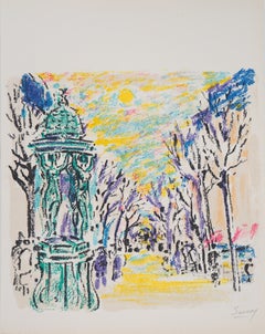 Paris : Wallace Fountain - Original Lithograph, Handsigned