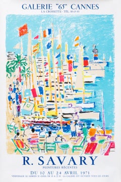 Vintage "R. Savary Peintures Recentes - Galerie 65 Cannes" French sailing poster