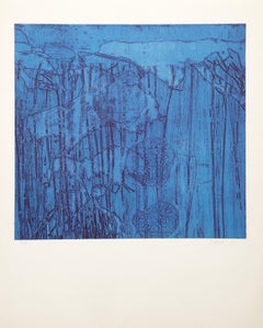 Blue Streaks, Abstract Expressionist Etching by Robert Savoie