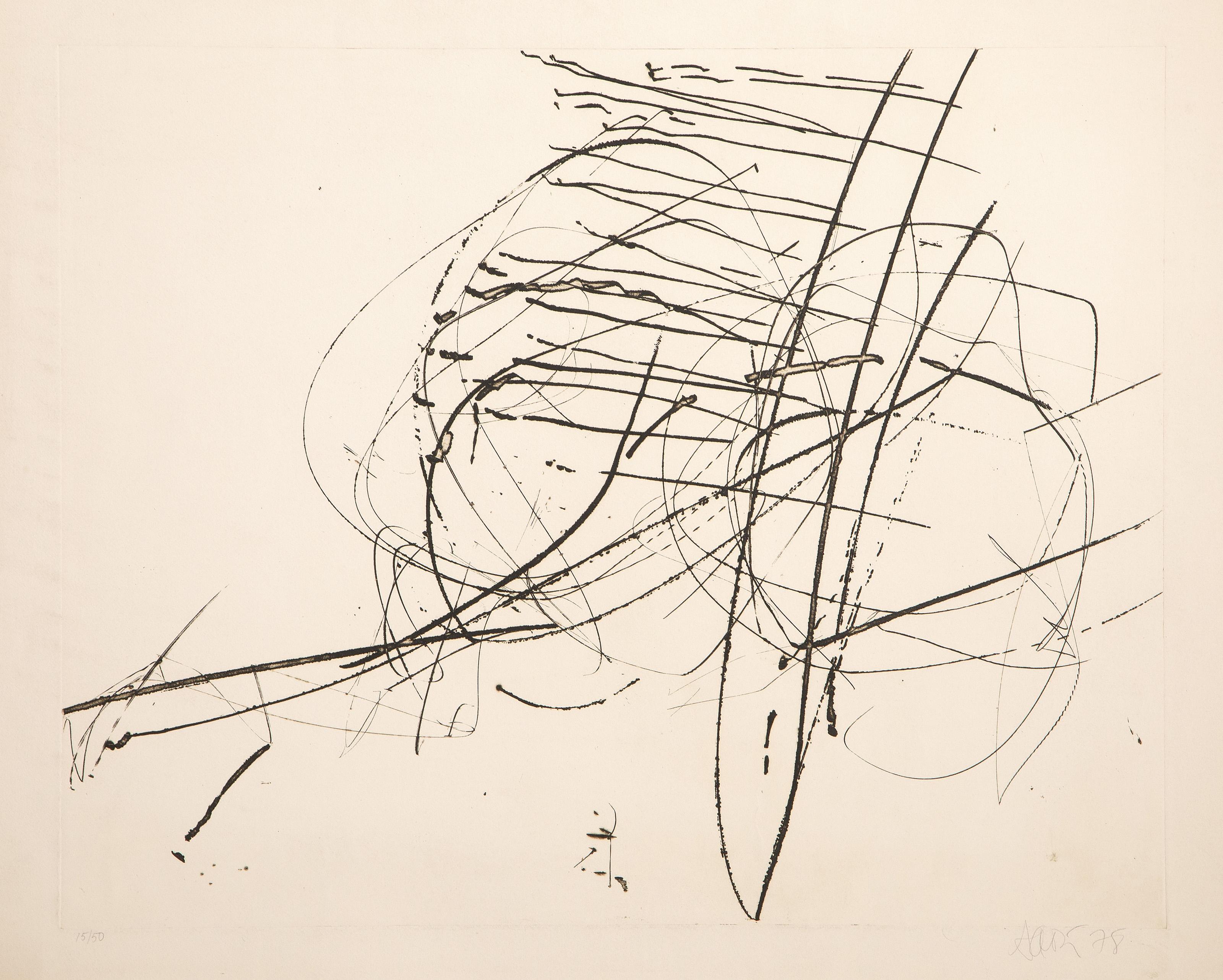 Robert Savoie, Canadien (1939 - ) - Mouvement, Année : 1978, Médium : Gravure et Aquatinte sur Arches, signée, datée et numérotée au crayon, Edition : 15/50, Taille de l'image : 22 x 27.5 pouces, Taille : 29.5 x 36.5 in. (74.93 x 92.71 cm)