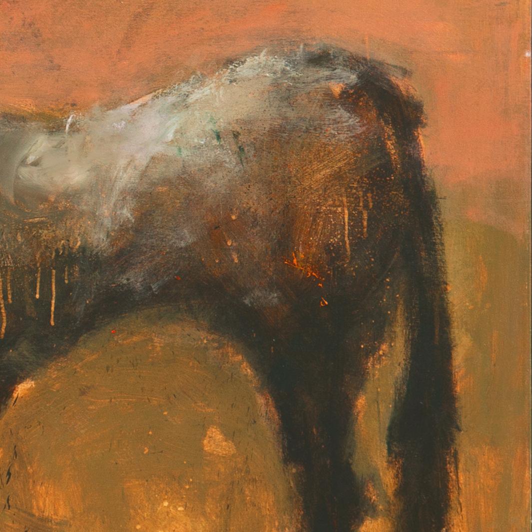 Initialed lower right, 'R.S.' for Robert Schlegel (American, 1947-2021), additionally signed, verso, titled, 'Standing Horse' and dated 2014.

A substantial and dramatic Expressionist study of a standing horse rendered in shades of charcoal and