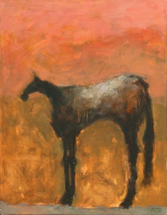 Caballo de pie, aceituna y coral", ecuestre grande, Stanford, Brown, Yale