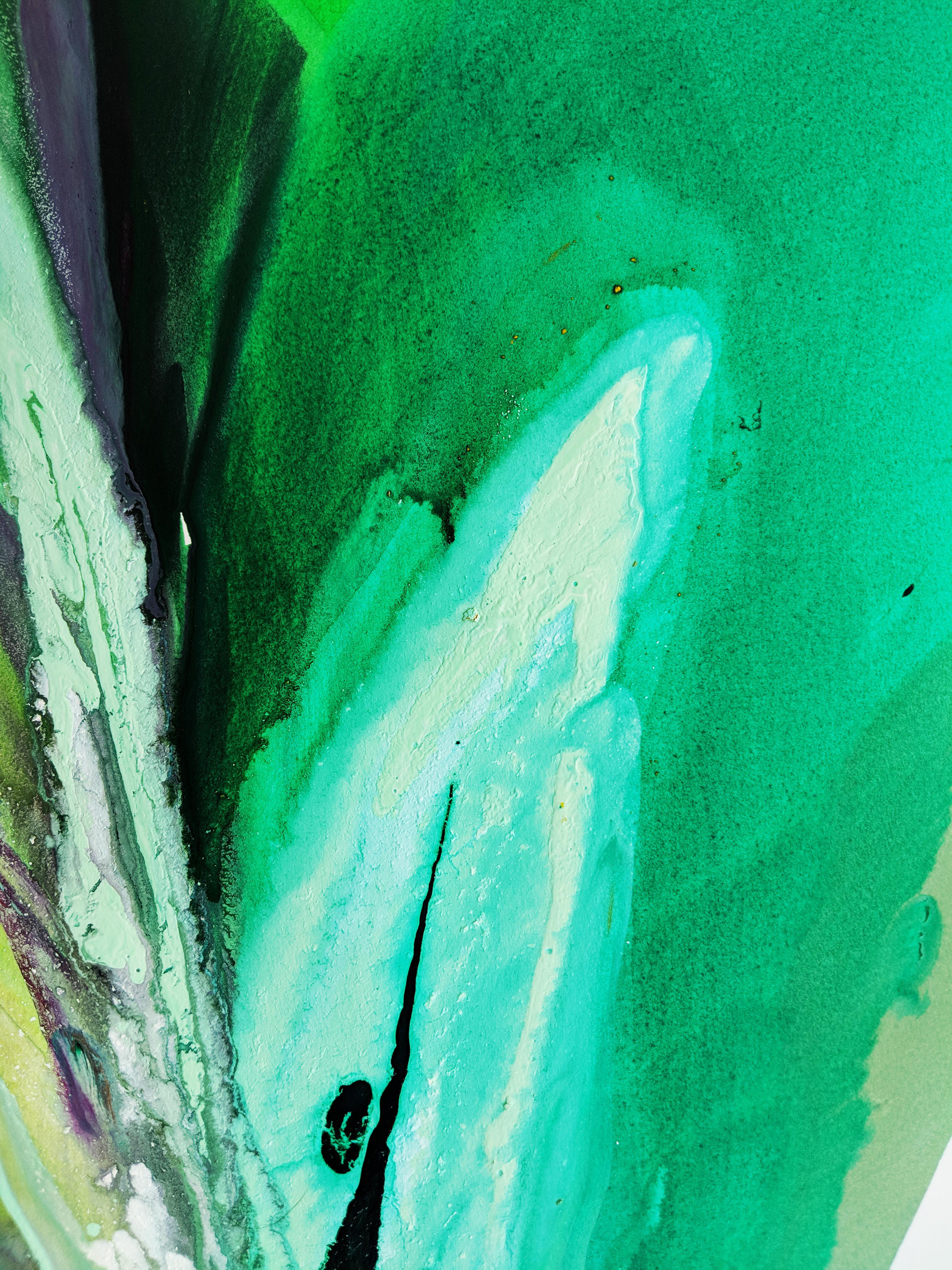 Green Rio De' Colore' #1 - Abstract Art by Robert Schoenfeld