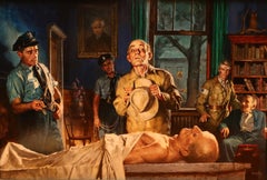 Vintage Man Identifying Dead Body to the Police, probable magazine story illustration