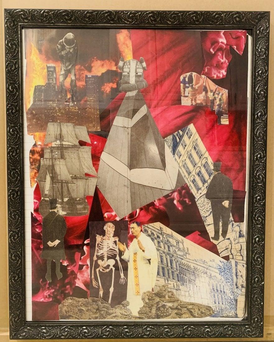 Robert Schwan Jet Print collage titled -The Explanation- hand signed and dated 2014.

The piece is in excellent condition on the back is also signed and dated 2016 and it appear that is #1/5 plus 3 artist proofs.

The piece has a nice frame and