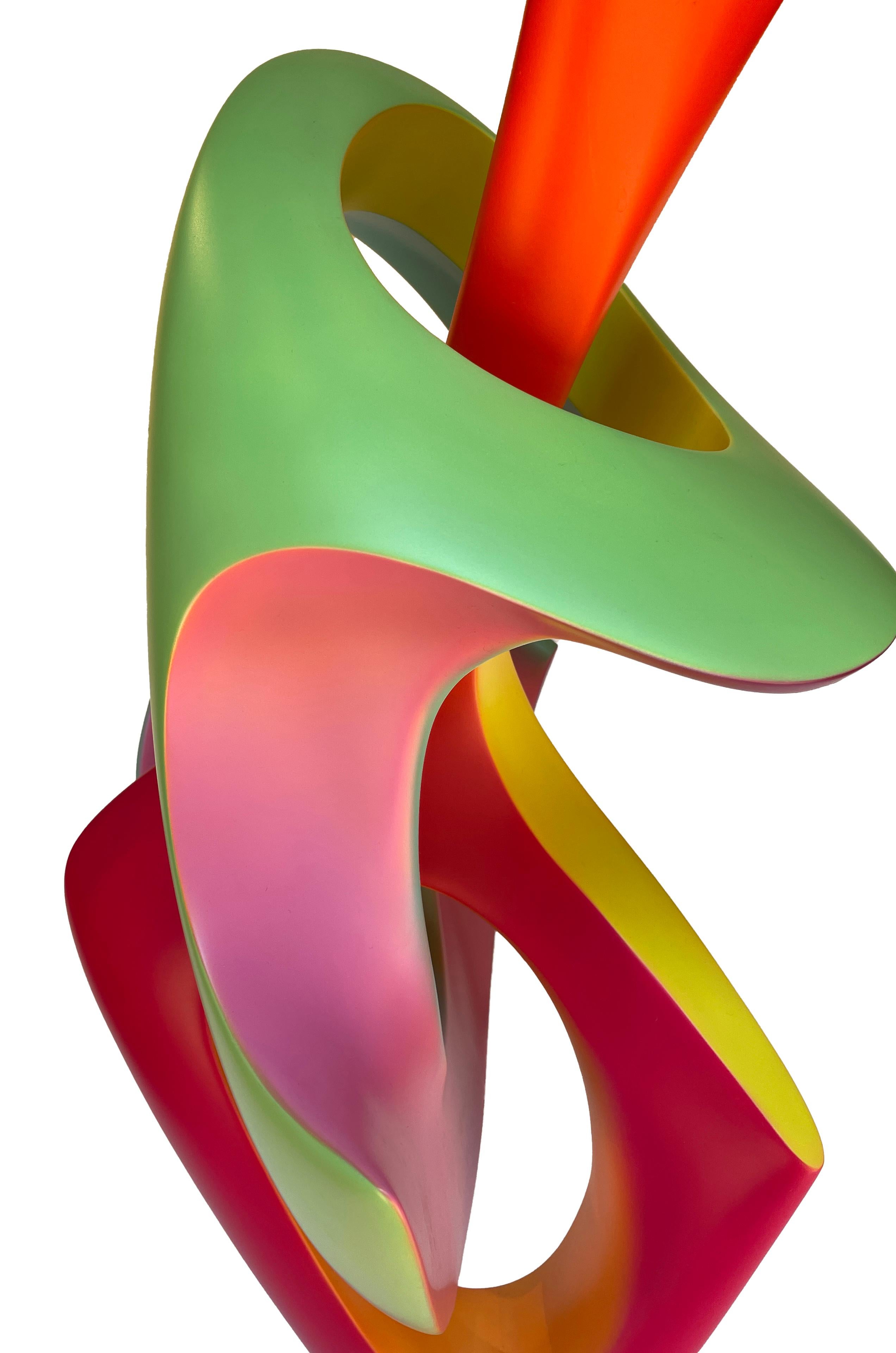 Apocalypse- Abstract Sculpture, Brightly Colored Geometric Intertwined Form For Sale 6