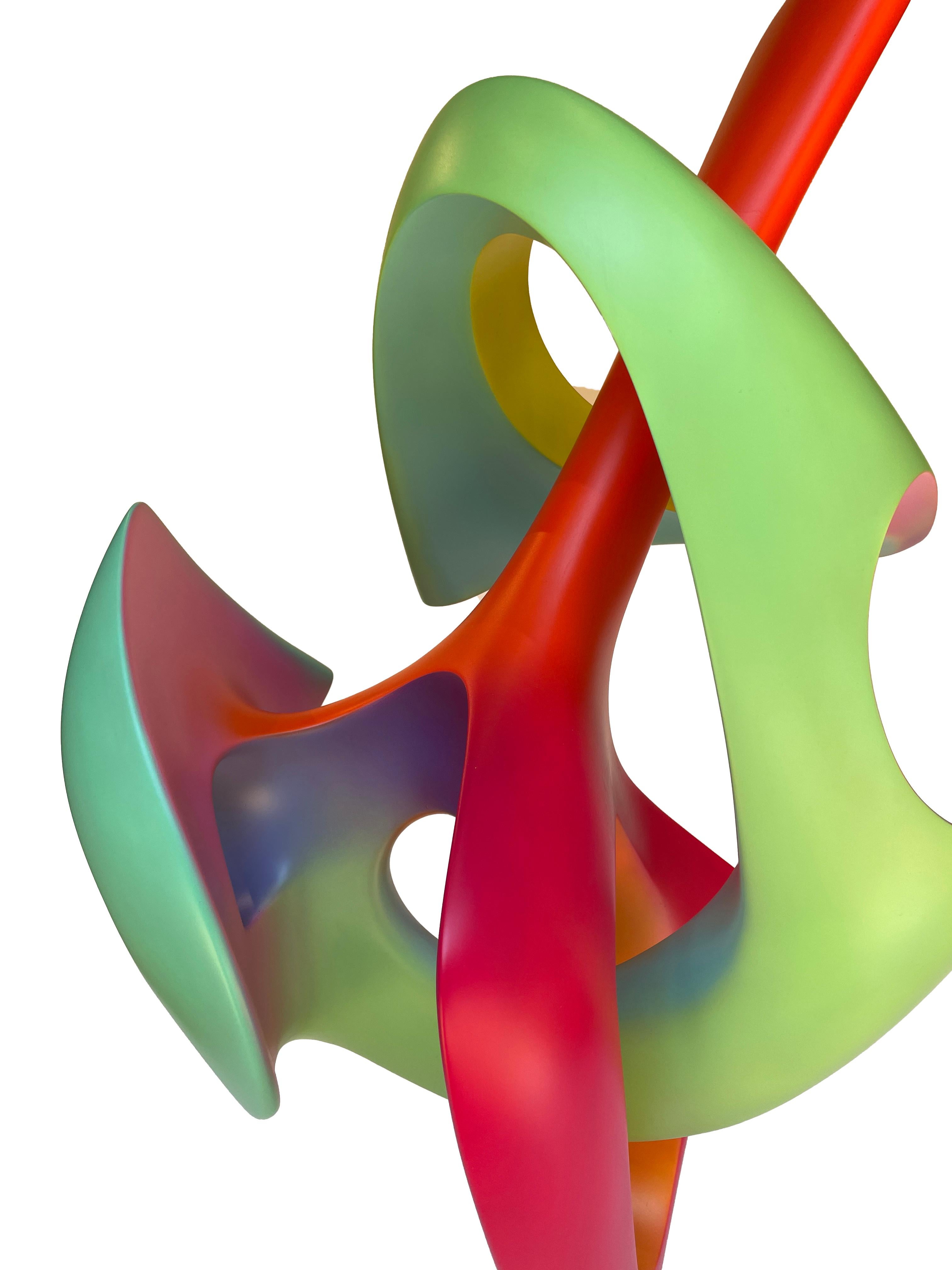 Apocalypse- Abstract Sculpture, Brightly Colored Geometric Intertwined Form For Sale 7