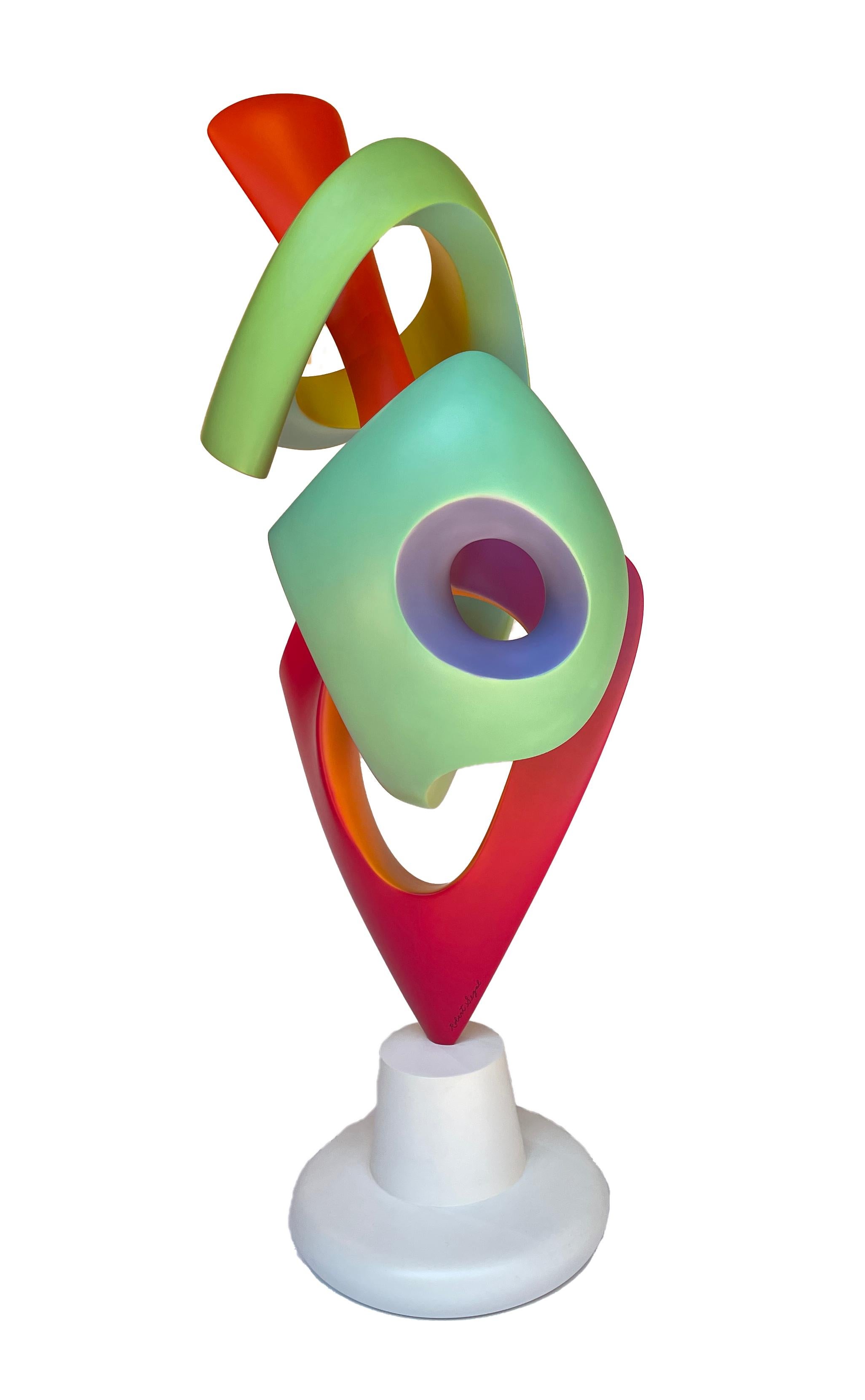 Apocalypse- Abstract Sculpture, Brightly Colored Geometric Intertwined Form For Sale 1