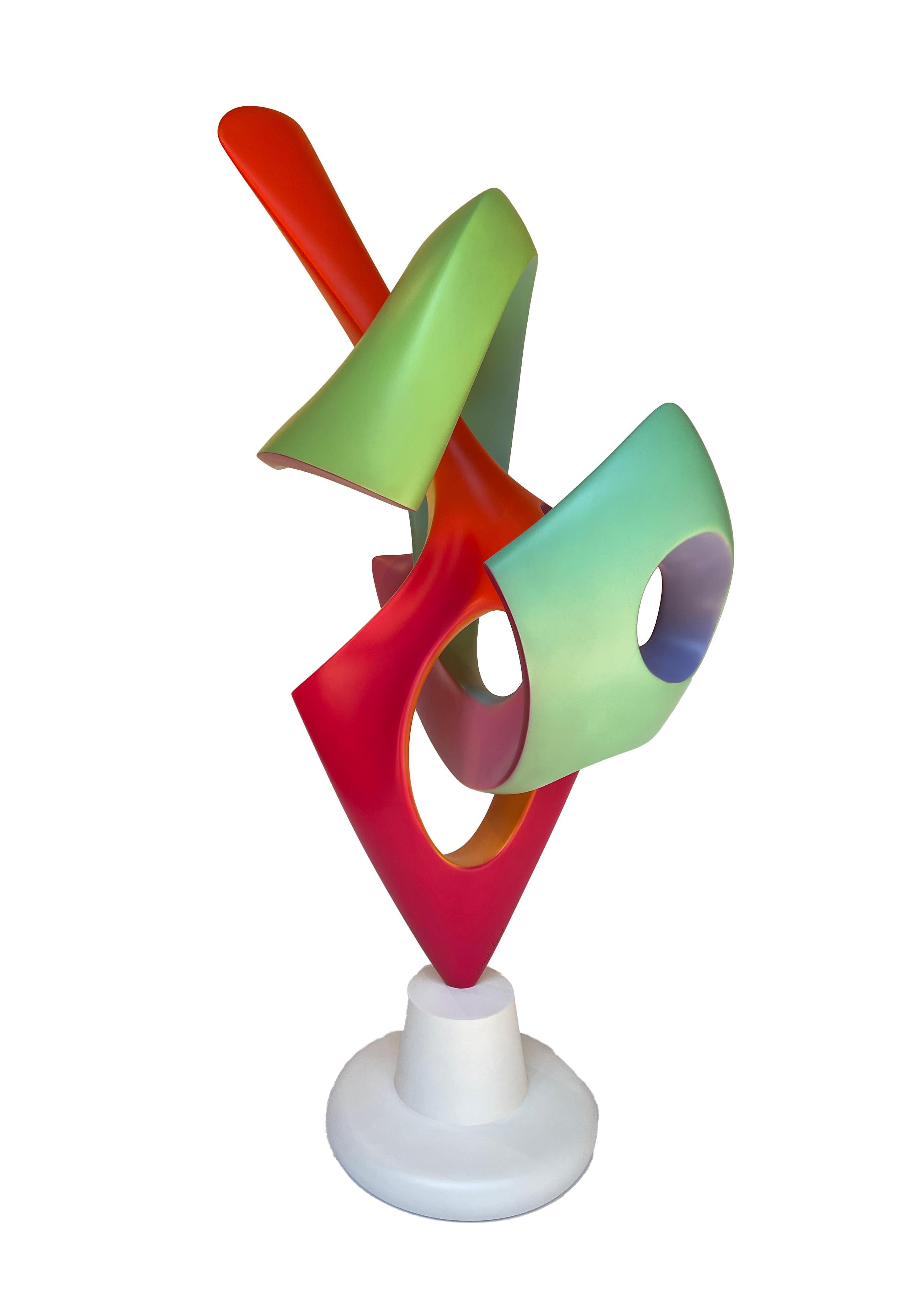 Apocalypse- Abstract Sculpture, Brightly Colored Geometric Intertwined Form For Sale 2