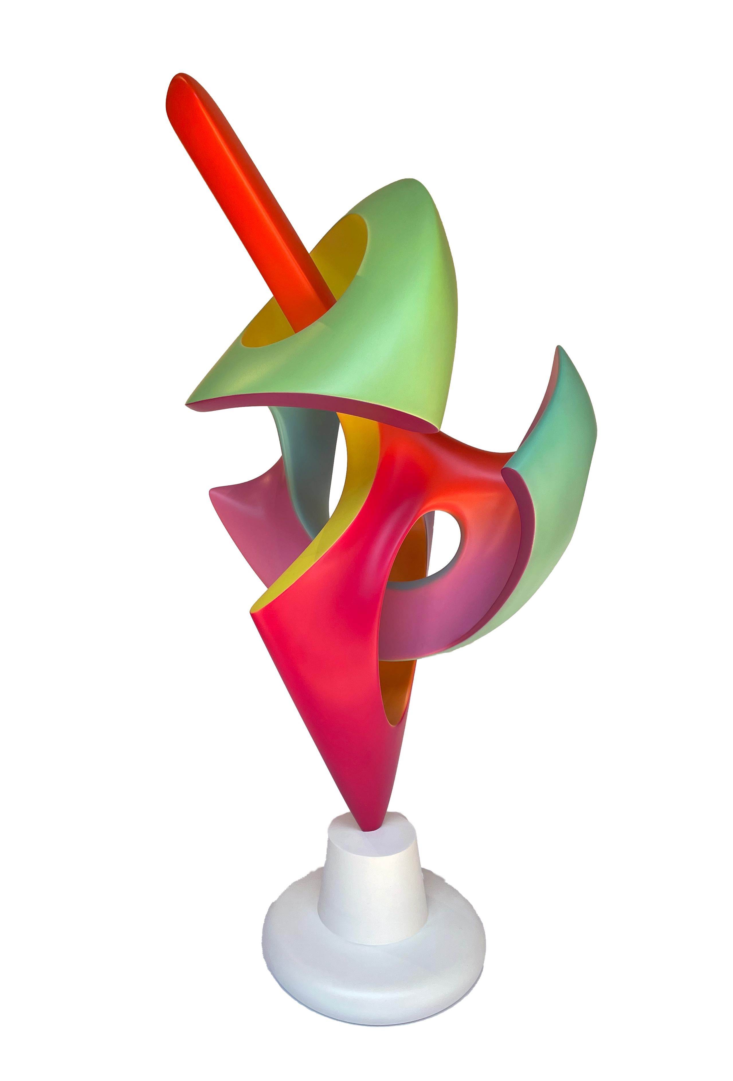 Apocalypse- Abstract Sculpture, Brightly Colored Geometric Intertwined Form For Sale 3