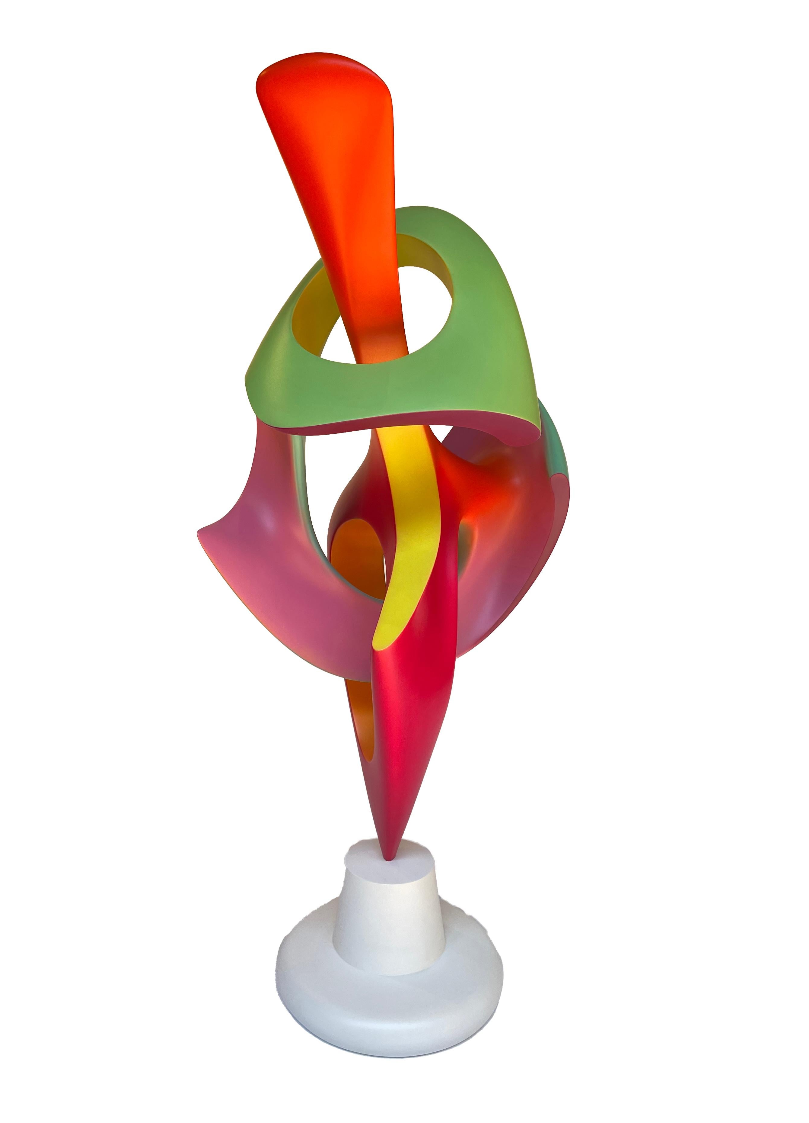 Apocalypse- Abstract Sculpture, Brightly Colored Geometric Intertwined Form For Sale 4