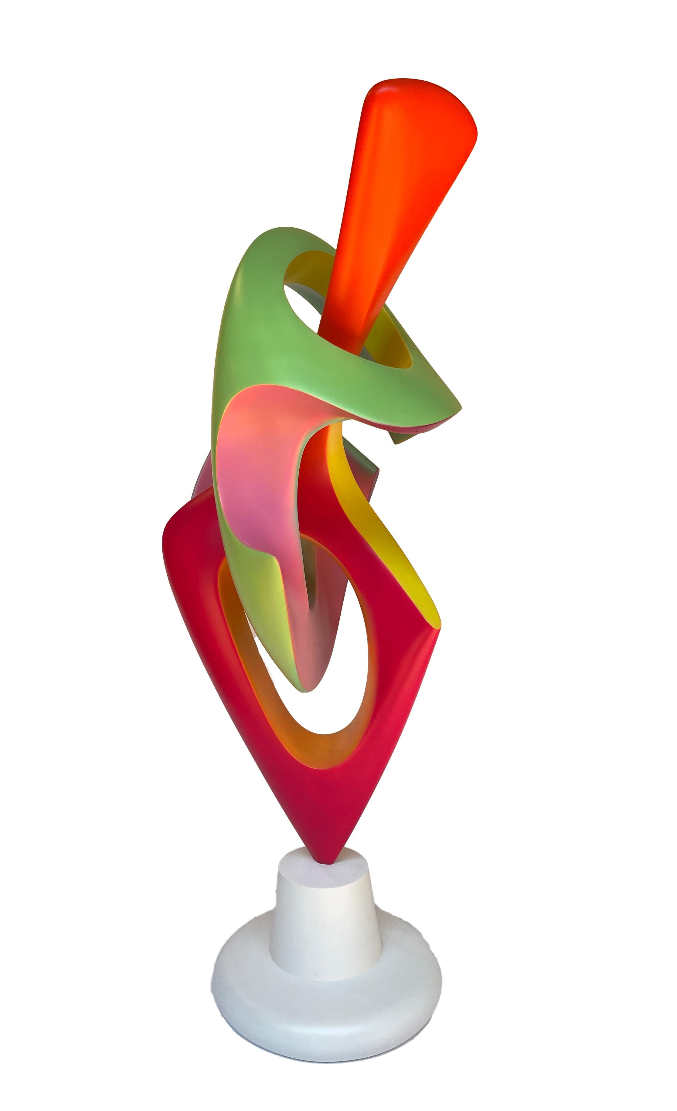 Apocalypse- Abstract Sculpture, Brightly Colored Geometric Intertwined Form For Sale 5