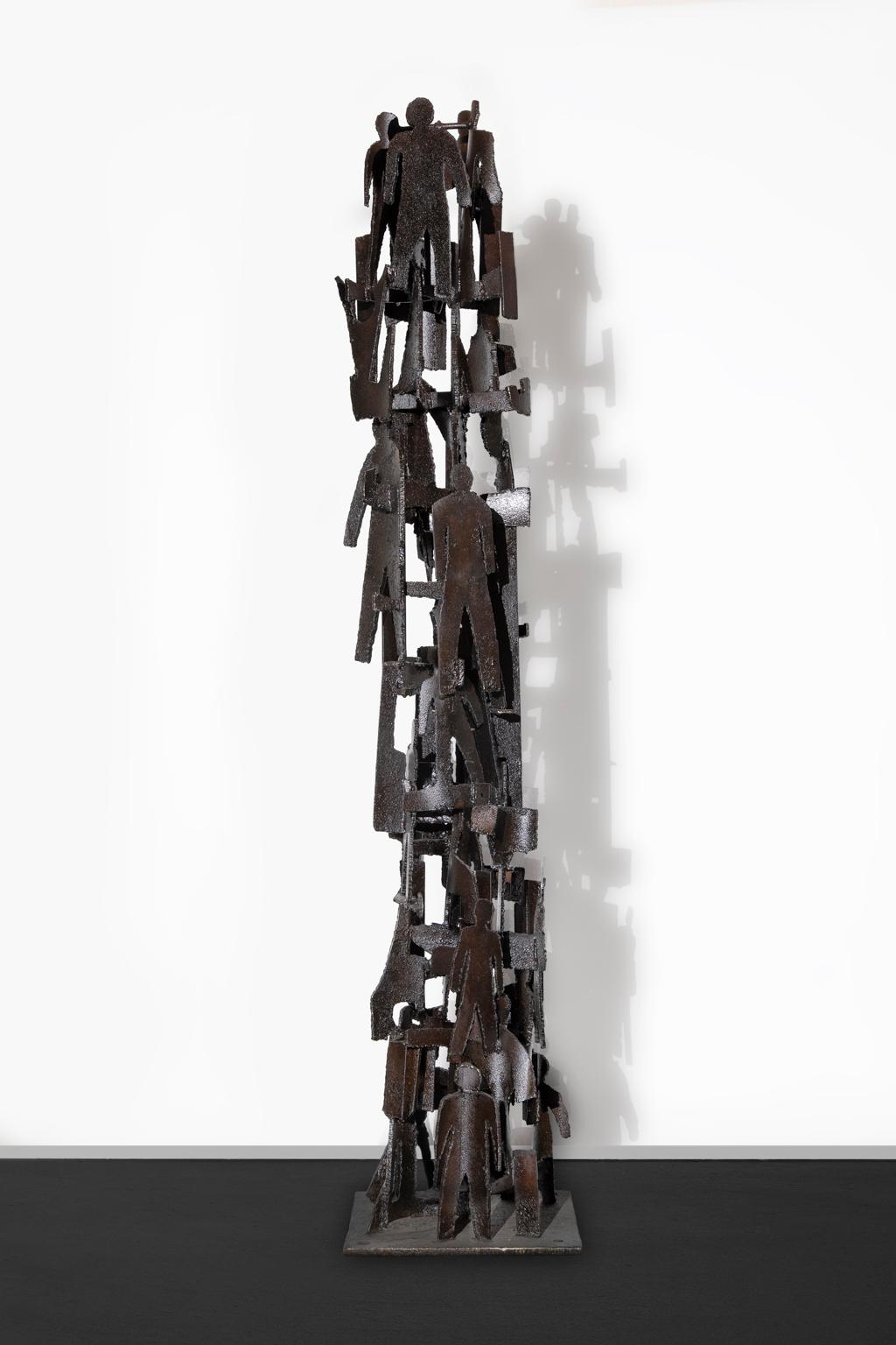 UNTITLED, Abstract/Figurative, Black Welded Steel, Cass Corridor Artist, Detroit - Sculpture by Robert Sestok