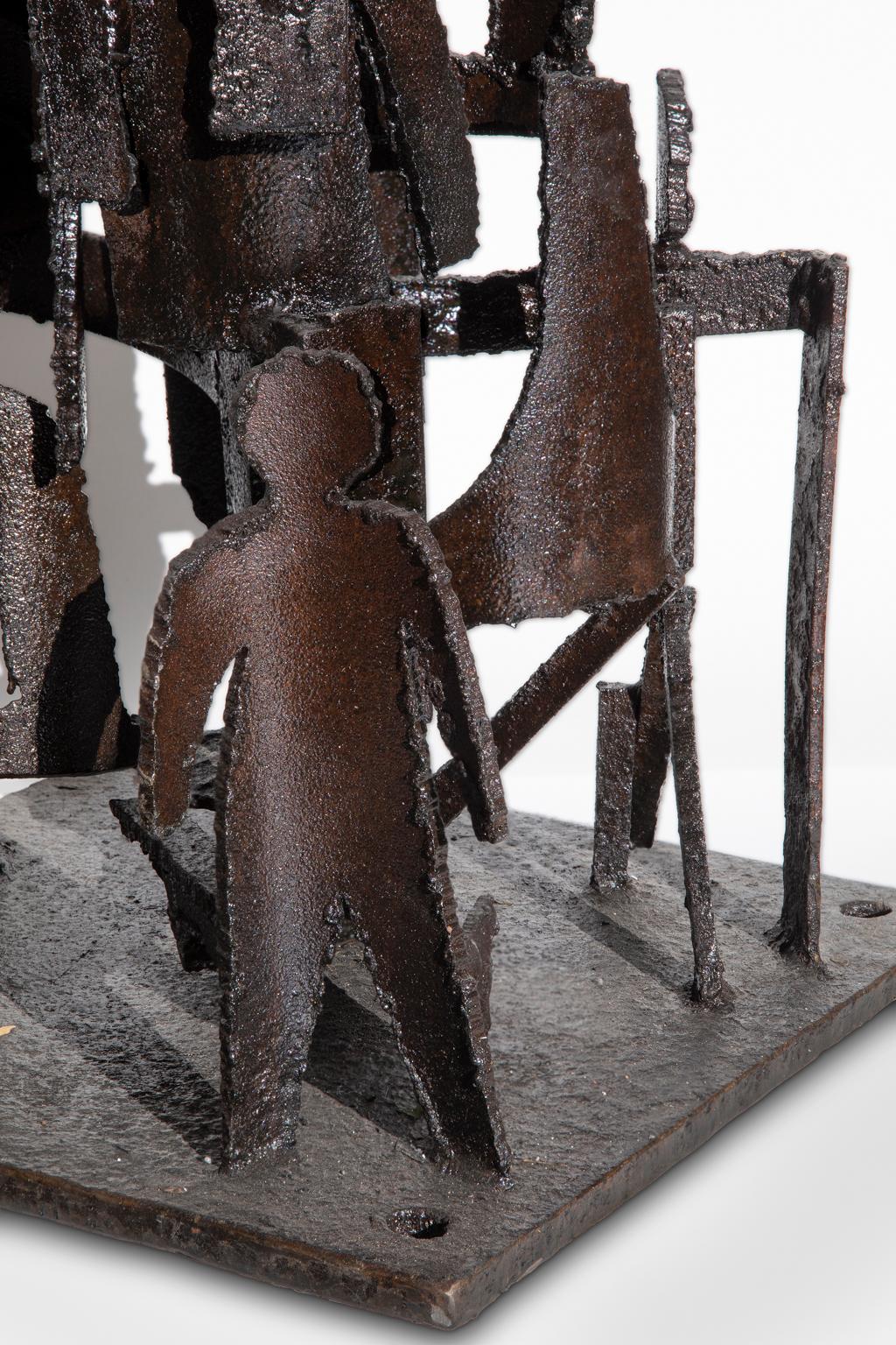 UNTITLED, Abstract/Figurative, Black Welded Steel, Cass Corridor Artist, Detroit - Abstract Expressionist Sculpture by Robert Sestok