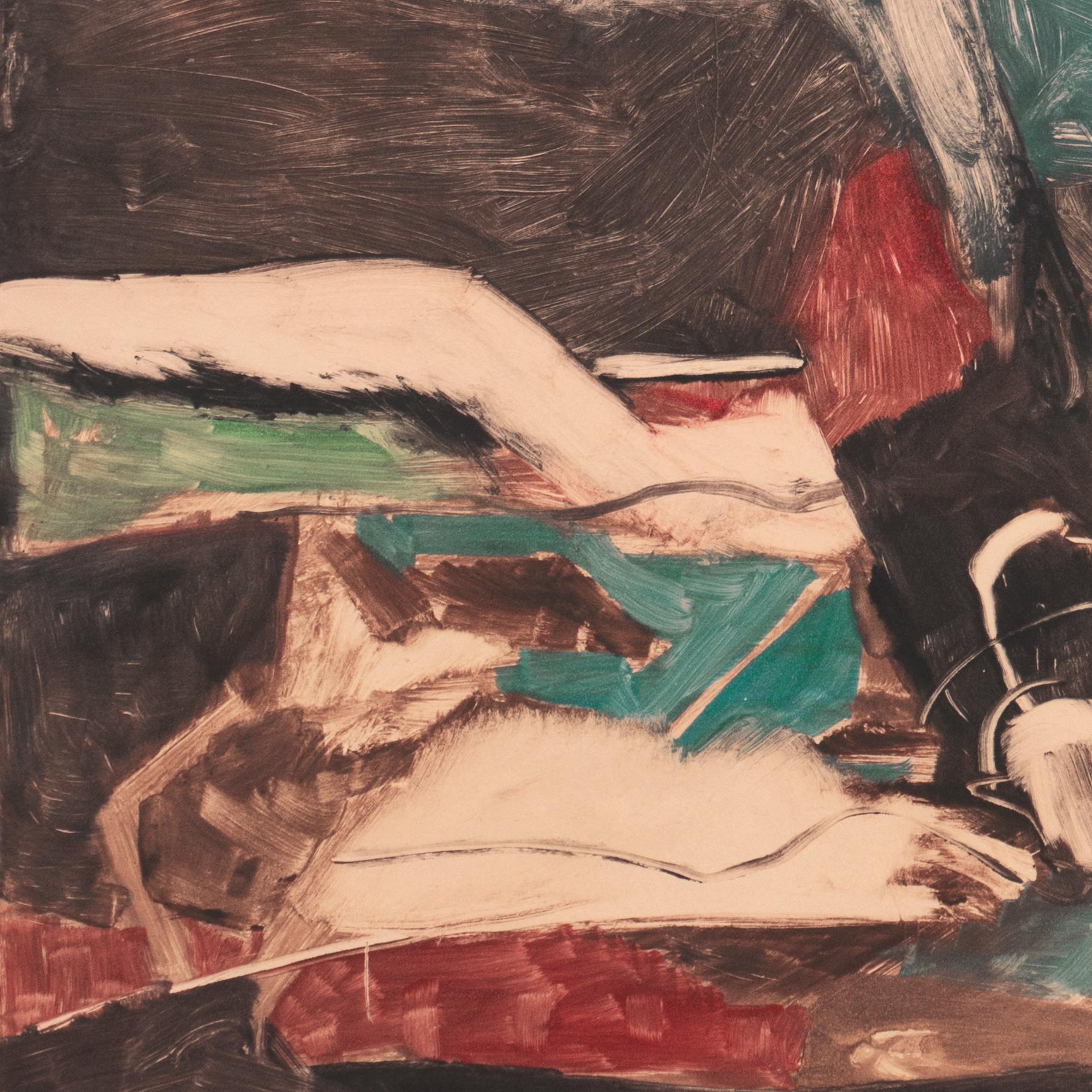 'Monotype', Bay Area Abstraction, Florence, New York, Stanford, De Young Museum - Gray Abstract Print by Robert Setrakian