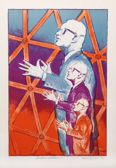 Portrait of Buckminster Fuller, Lithograph by Robert Seyffert