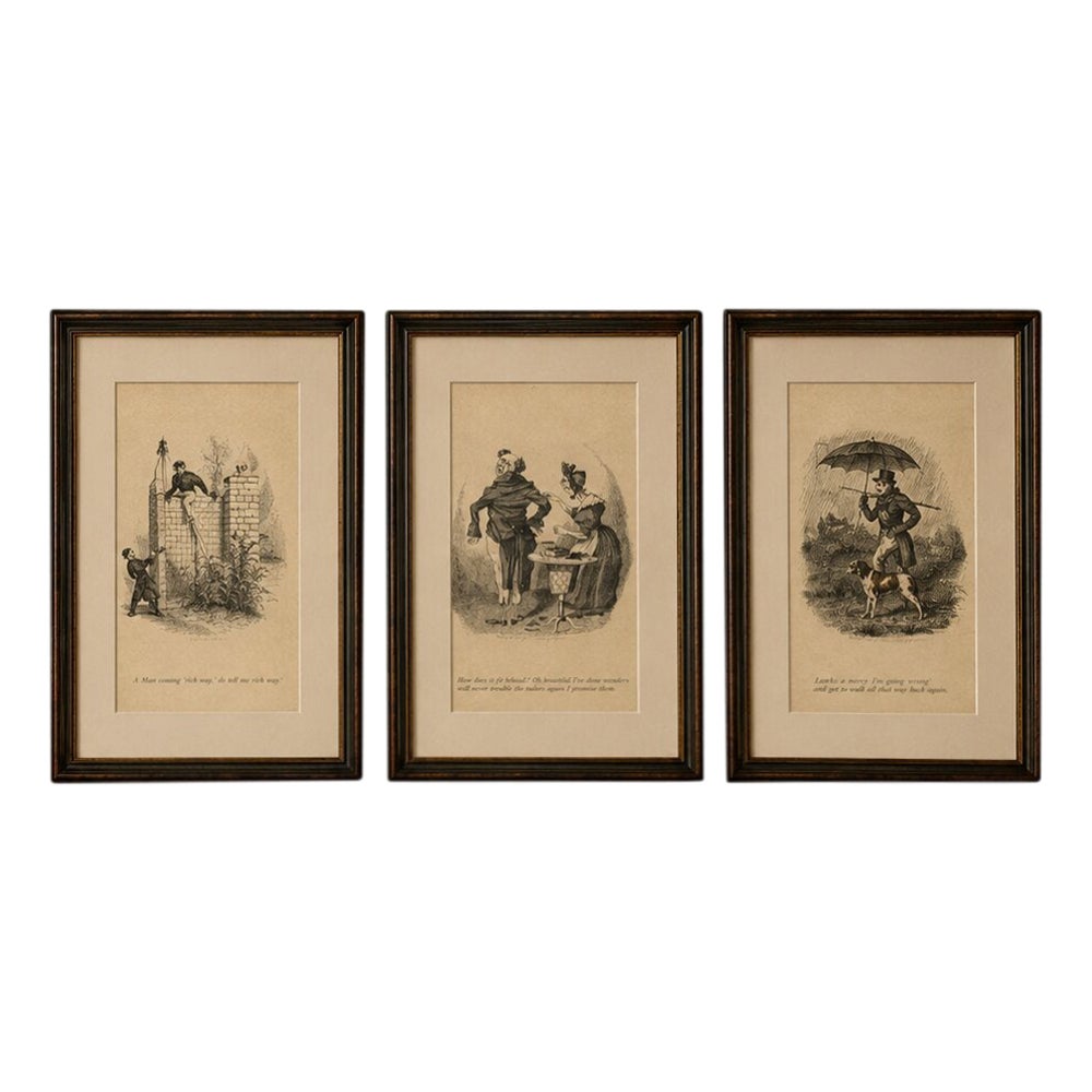 Robert Seymour’s Humorous Victorian Social Caricatures, Set of 3, 1836