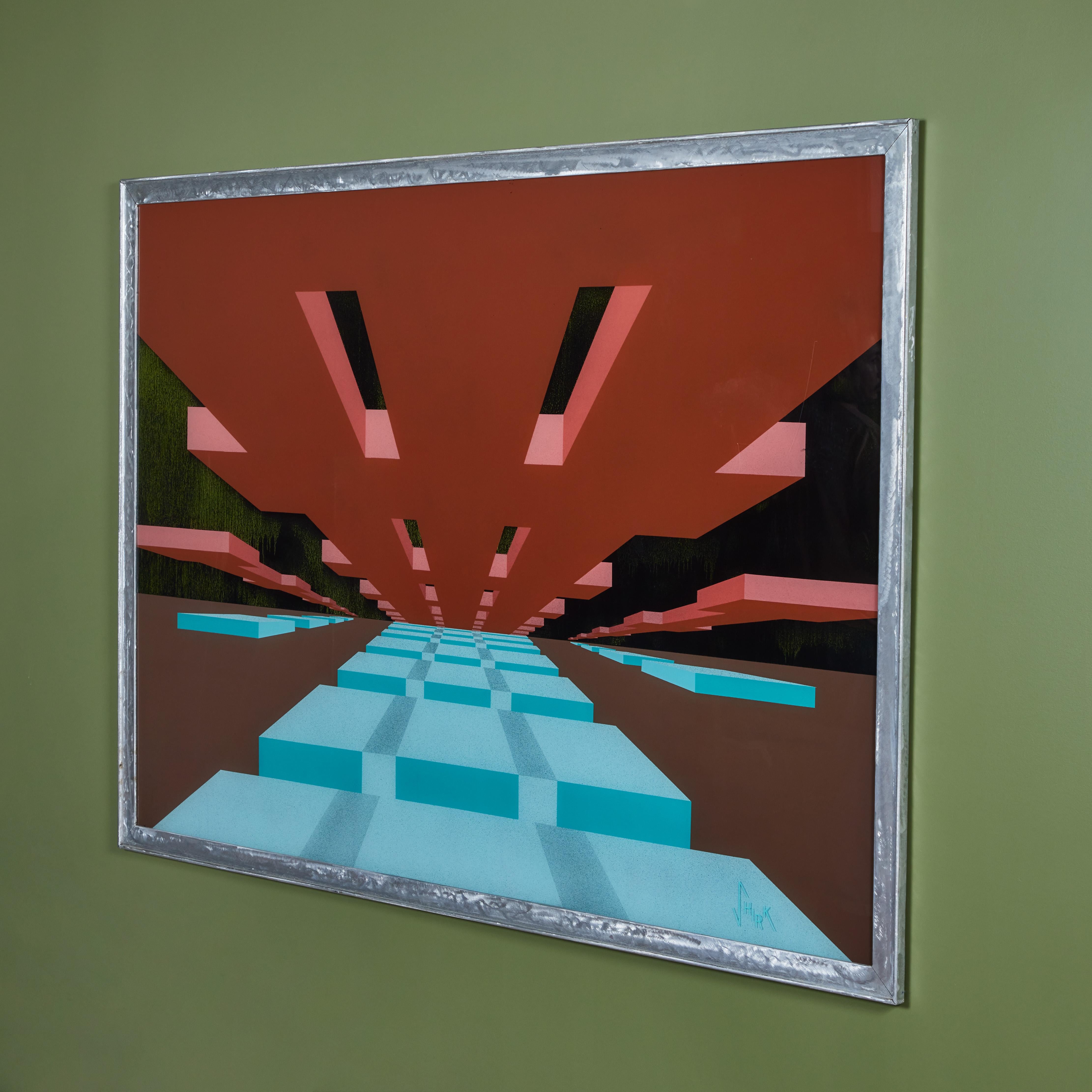 Mid-Century Modern Robert Shirk Reverse Glass Painting For Sale