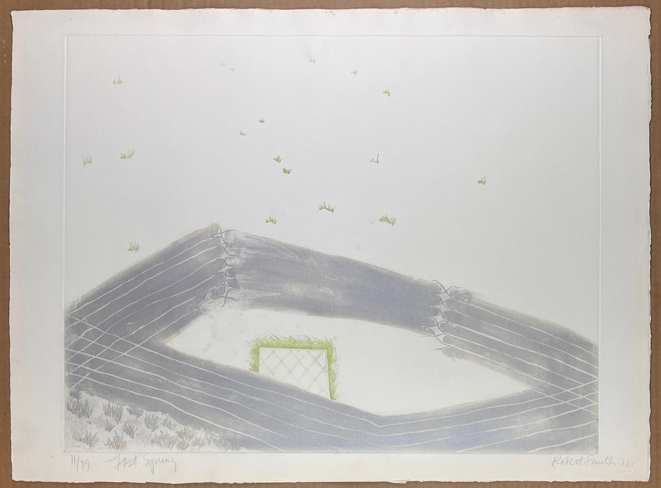 Artista americano "Last Spring" 1972 incisione litografica originale firmata