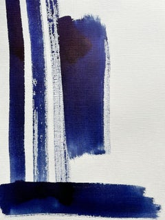 Abstract Expressionist British Original Painting Shapes Patterns Blue & White
